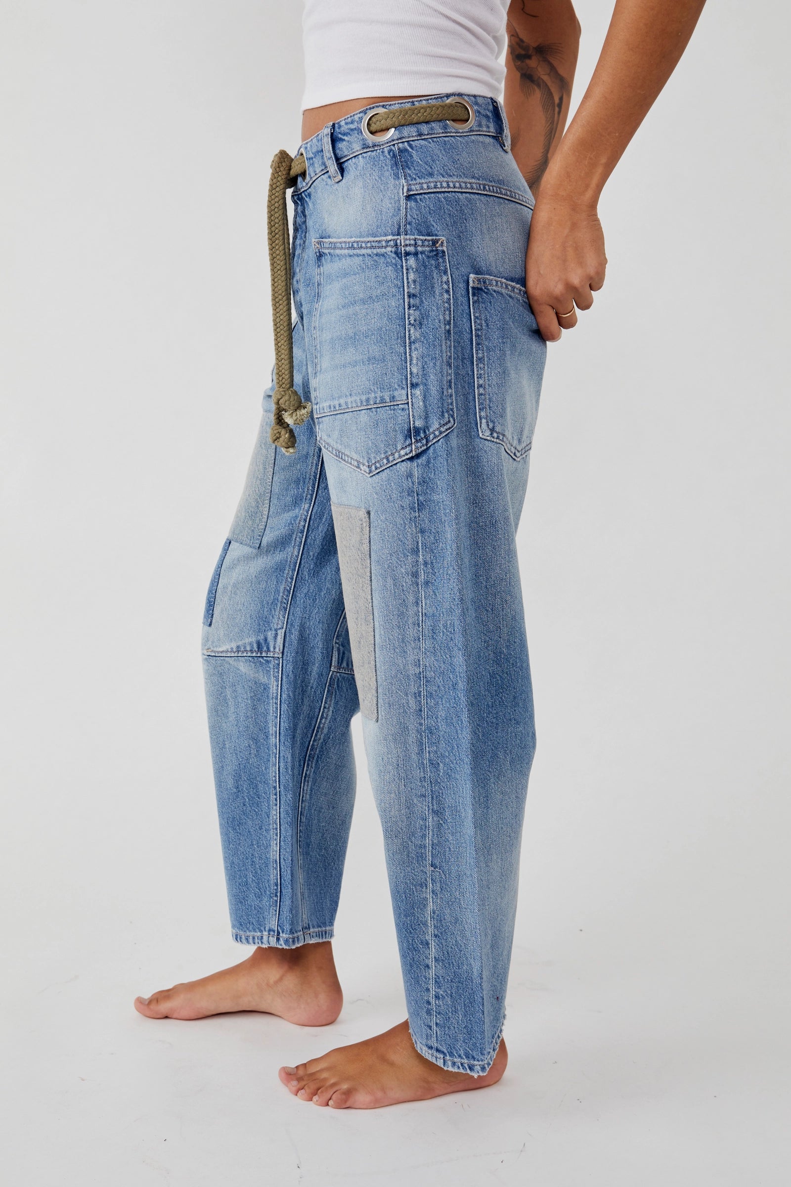 Free People We The Free Moxie Pull-On Barrel Jeans/Truest Blue