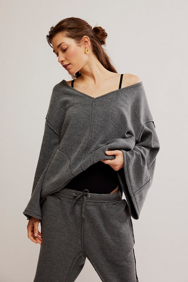 Free People Day Off Pullover/Washed Black