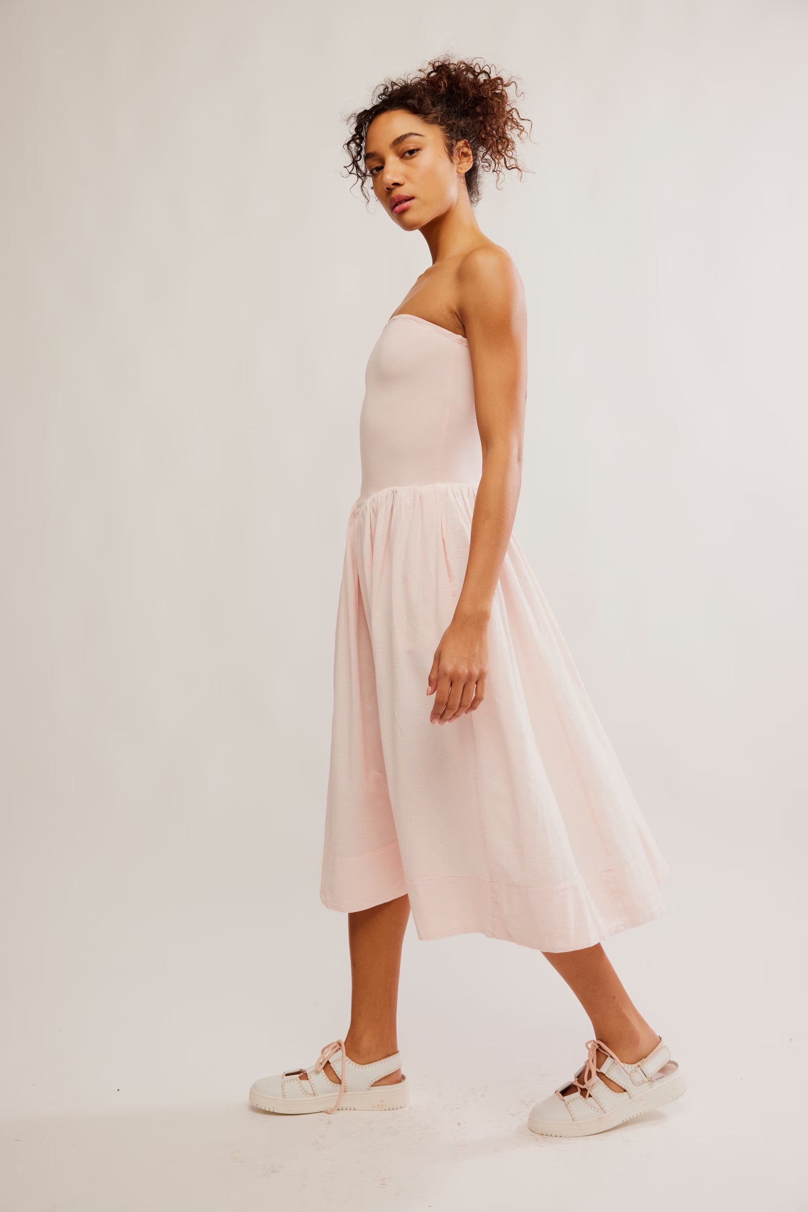 Free People Onda Drop-Waist Tube Midi/Pink Nectar