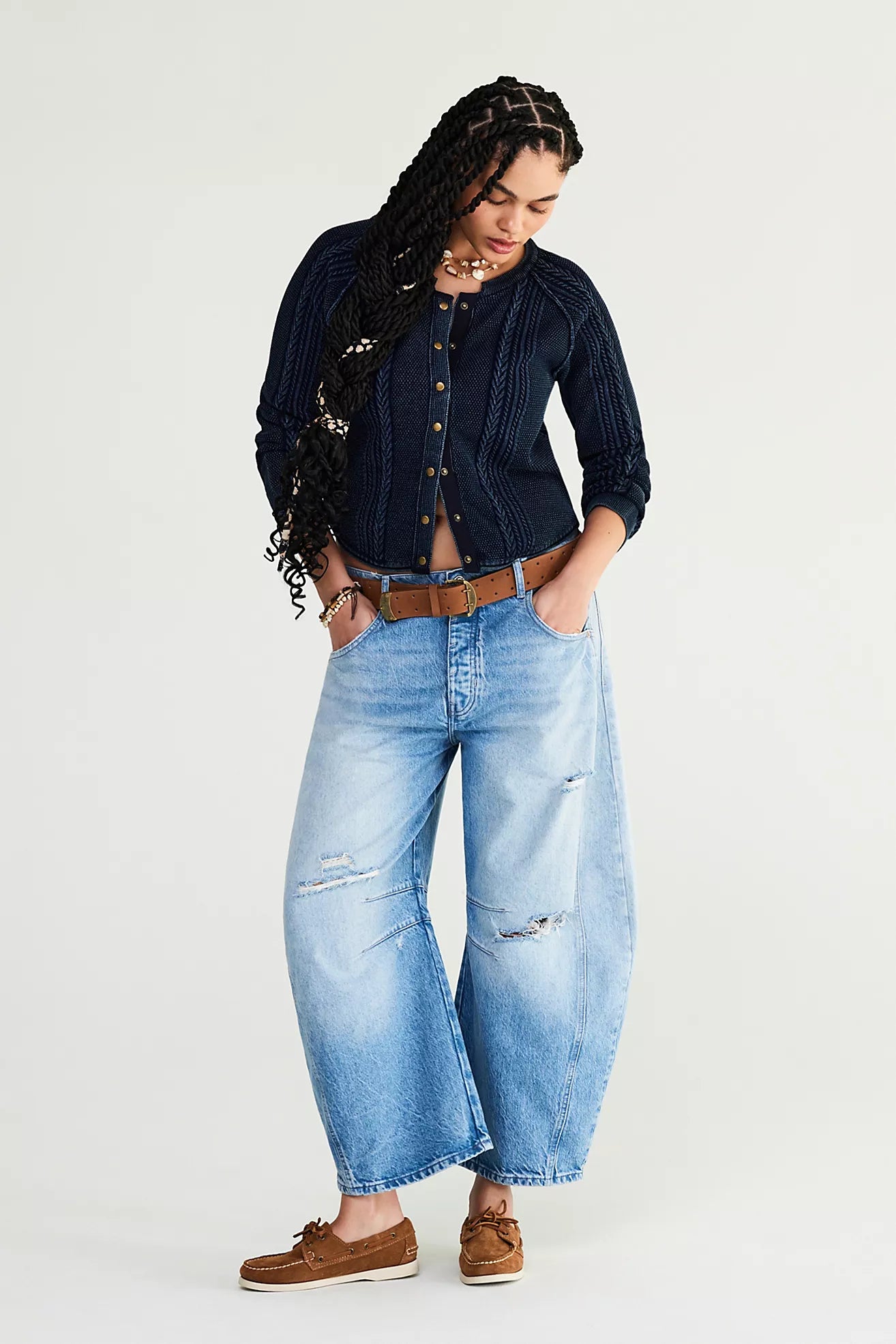 Free People Good Luck Mid Size Barrel/ Barnyard Blue