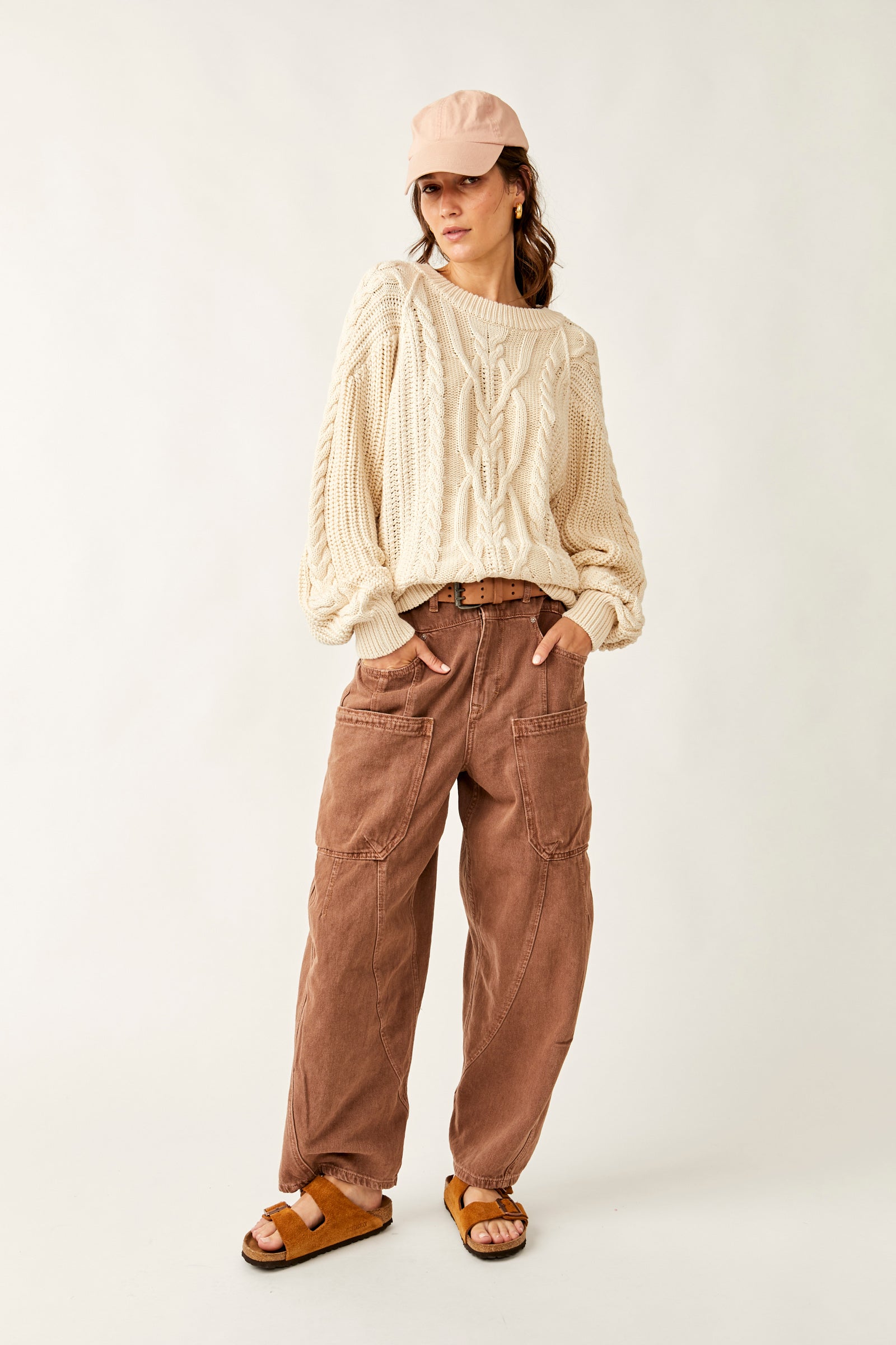 Free People Frankie Cable Sweater Ivory