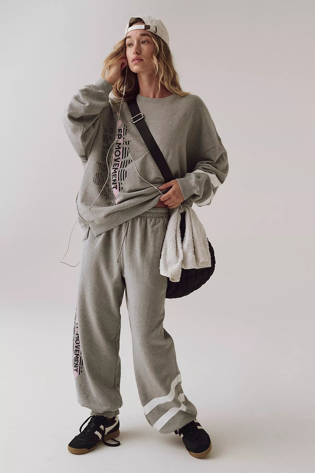 Free People All Star Buti Logo Pullover/Heather Grey / White Combo