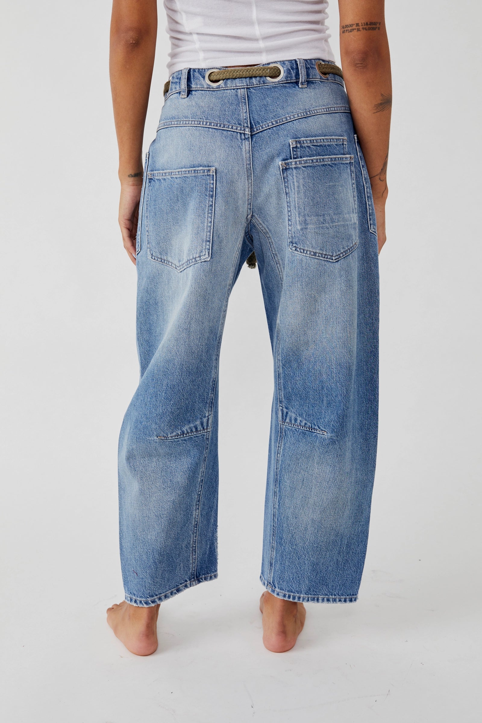 Free People We The Free Moxie Pull-On Barrel Jeans/Truest Blue