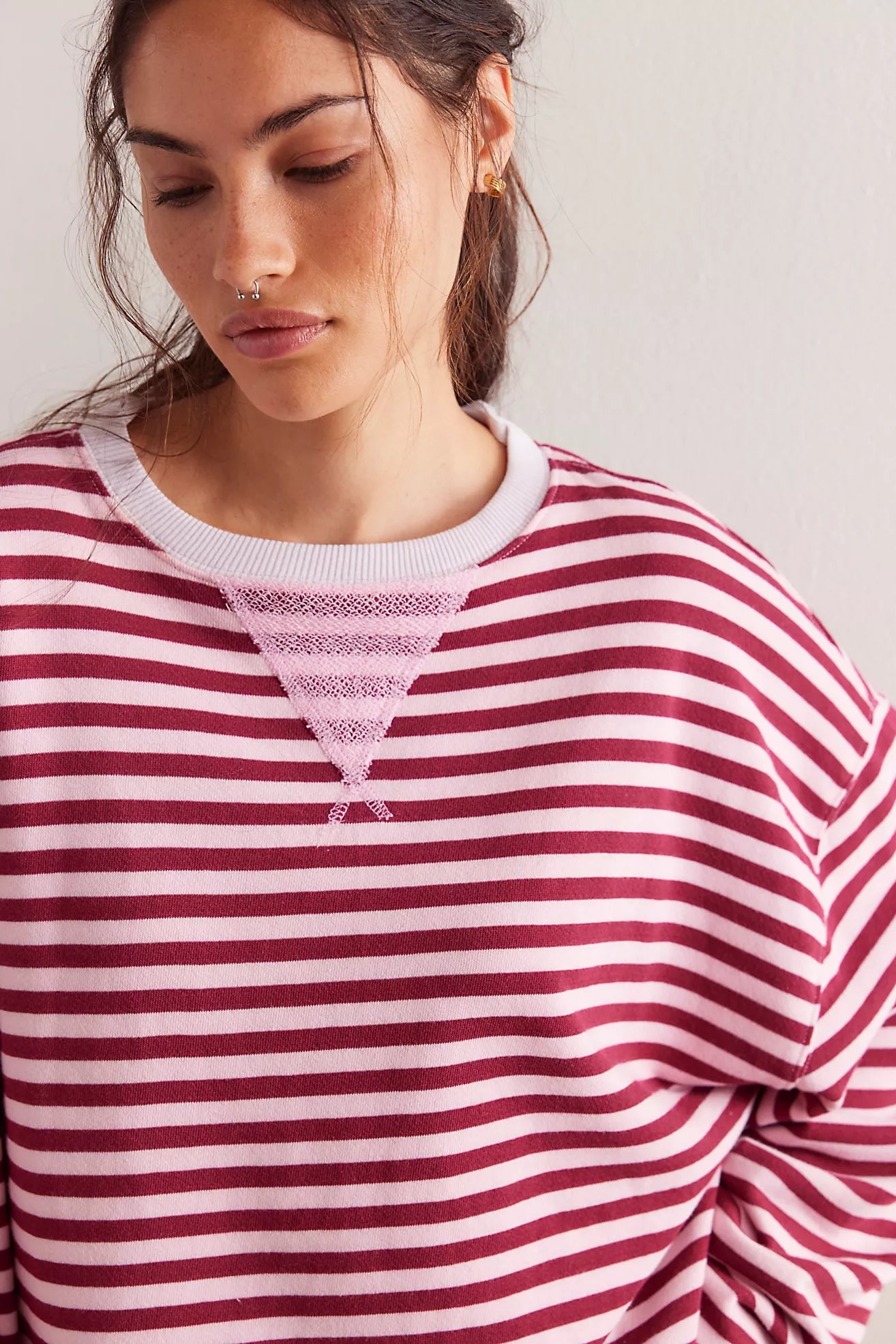 Free People Classic Stripped Oversized Crewneck