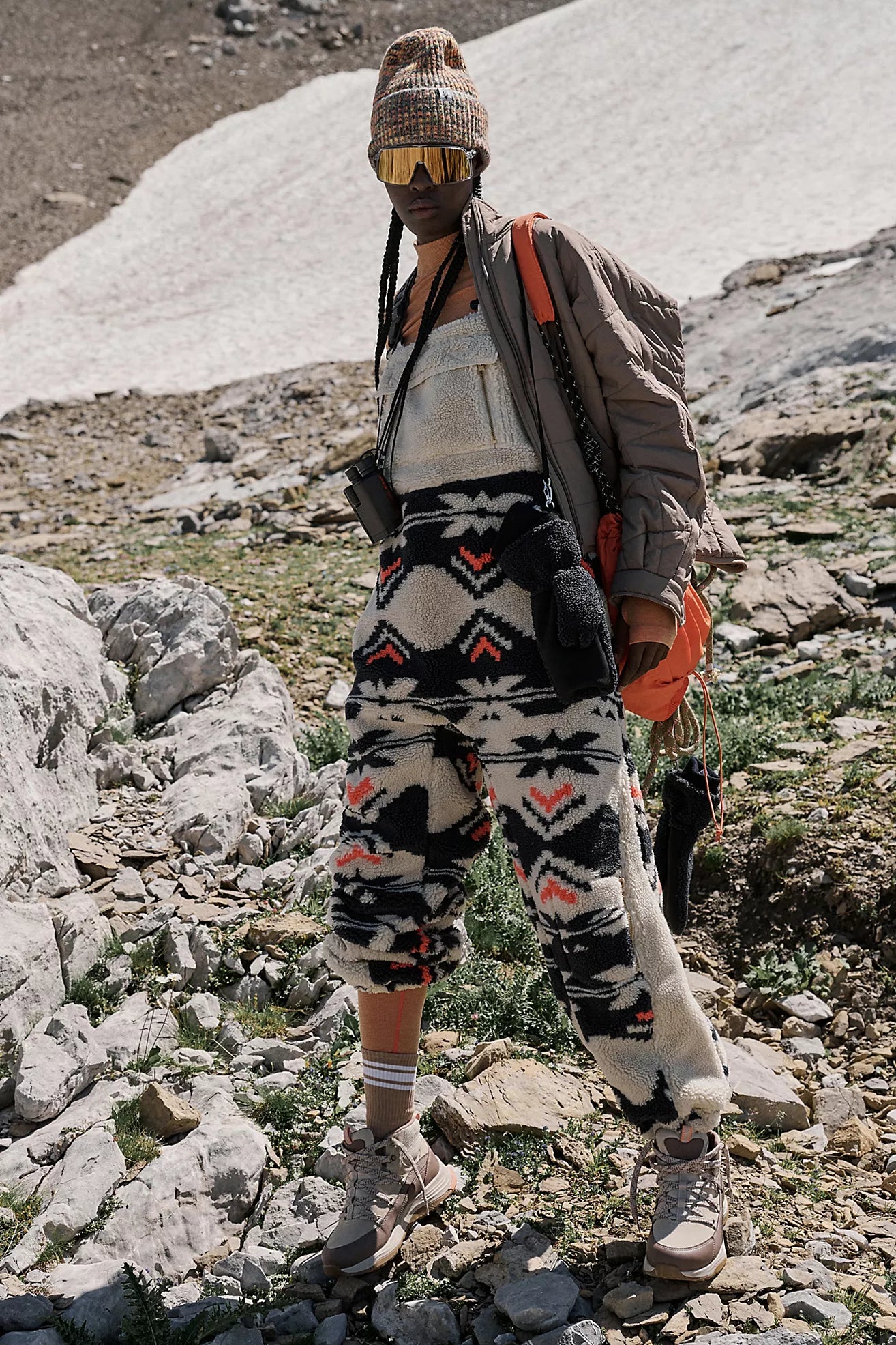 Free People Hit The Slopes Printed Salopette/Black Fairisle Combo