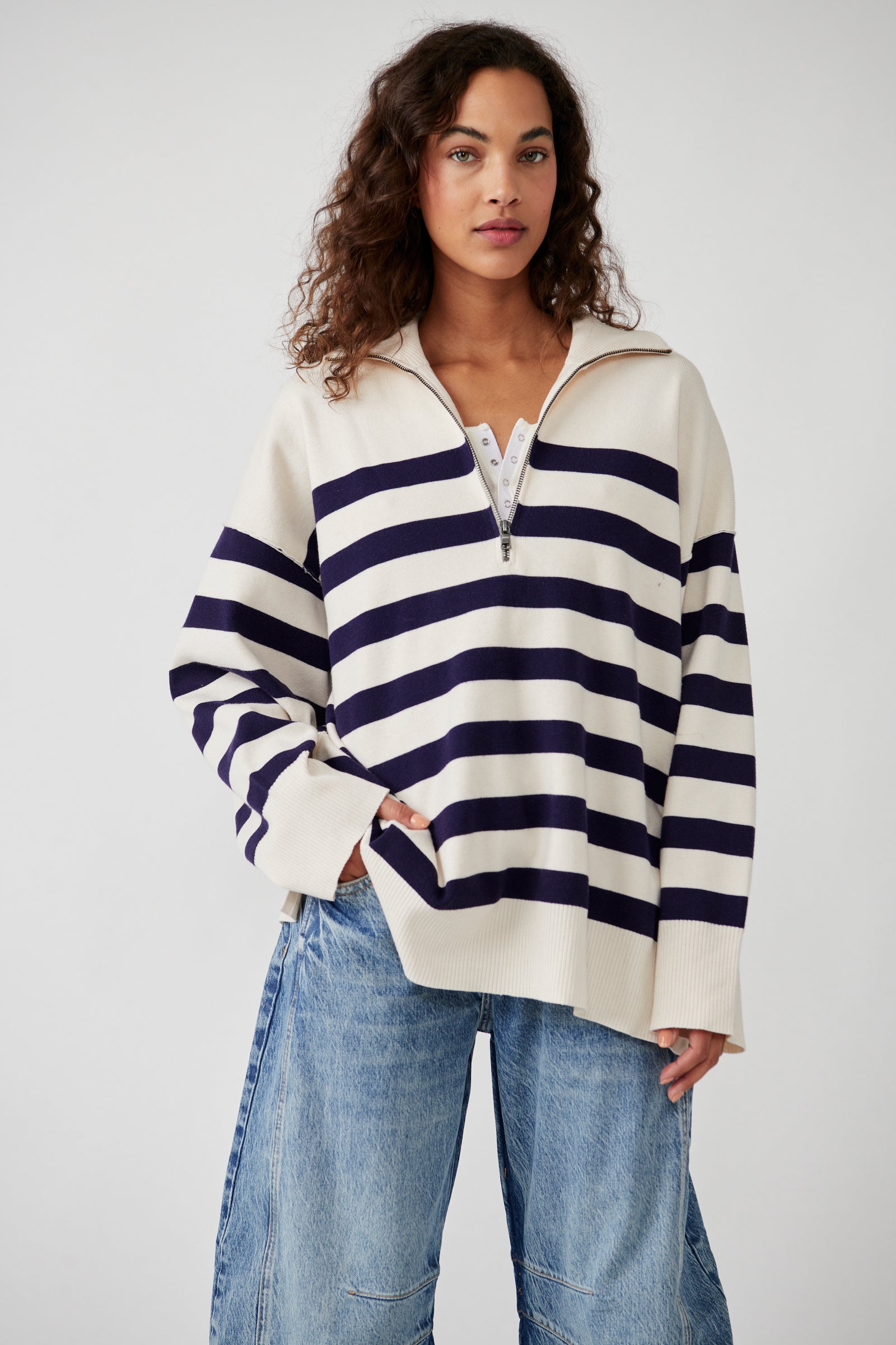 Free People Coastal Stripped PullOver