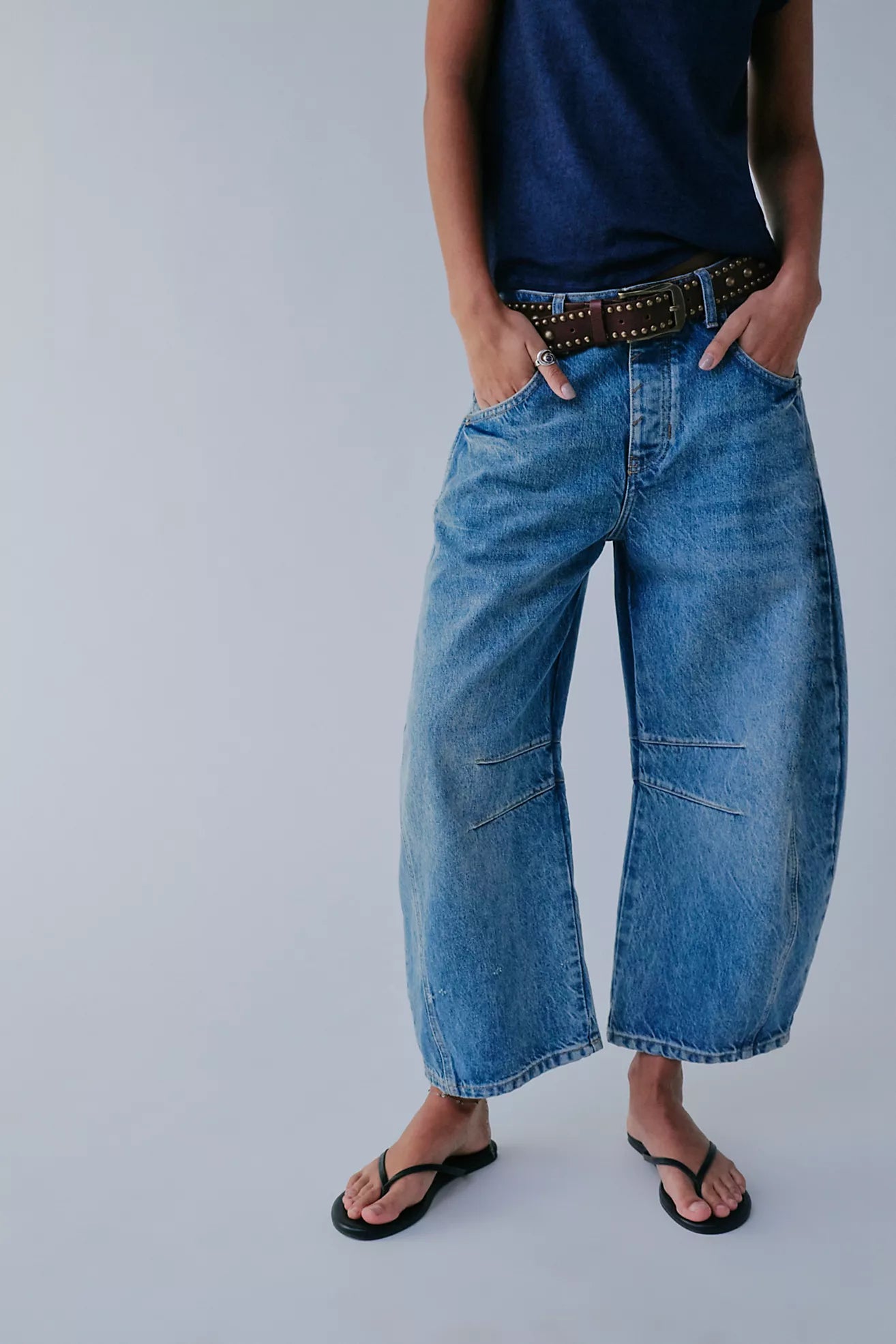 Free people We The Free Good Luck Mid-Rise Barrel Jeans/Ultra Light Beam