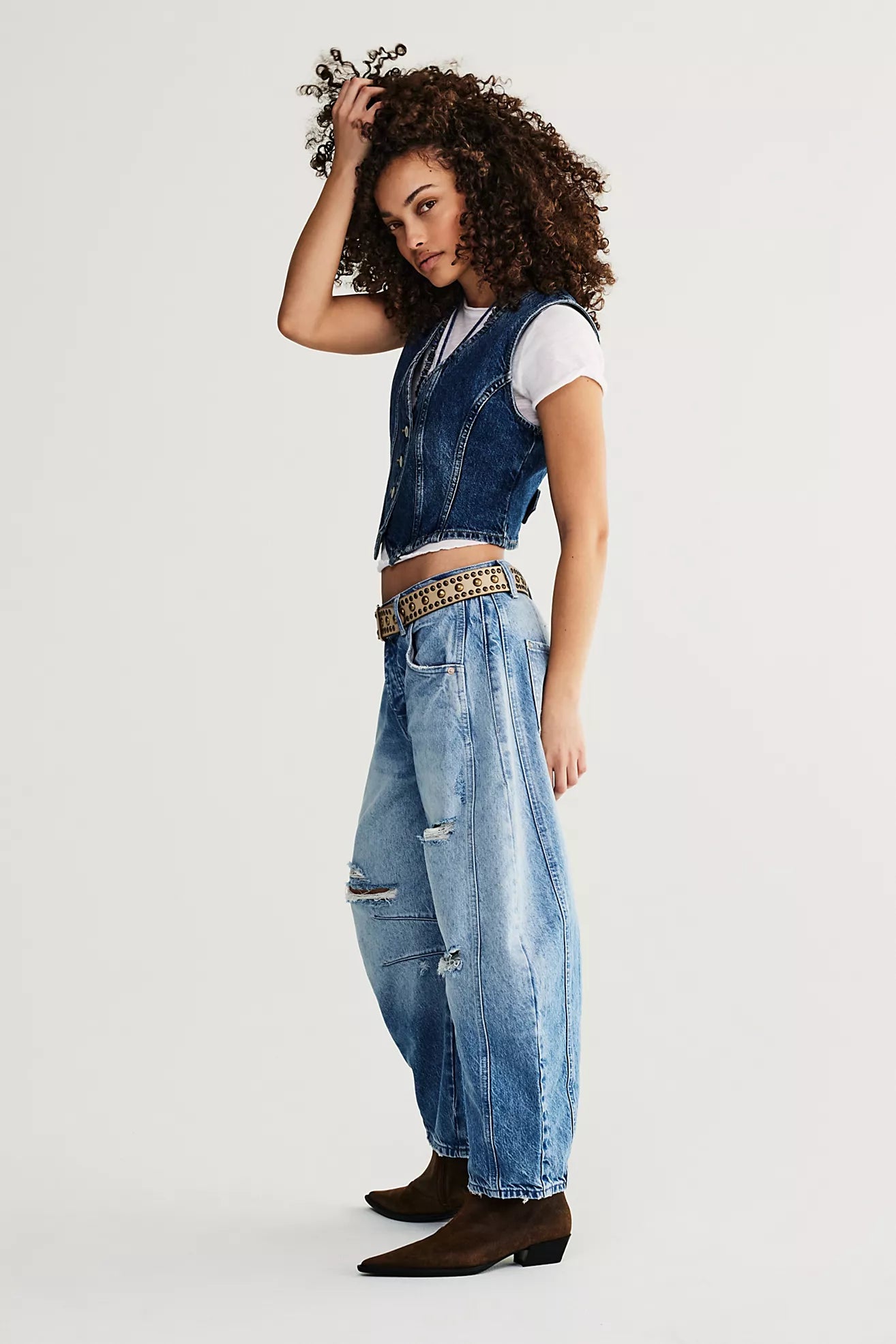 Free People Good Luck Mid Size Barrel/ Barnyard Blue