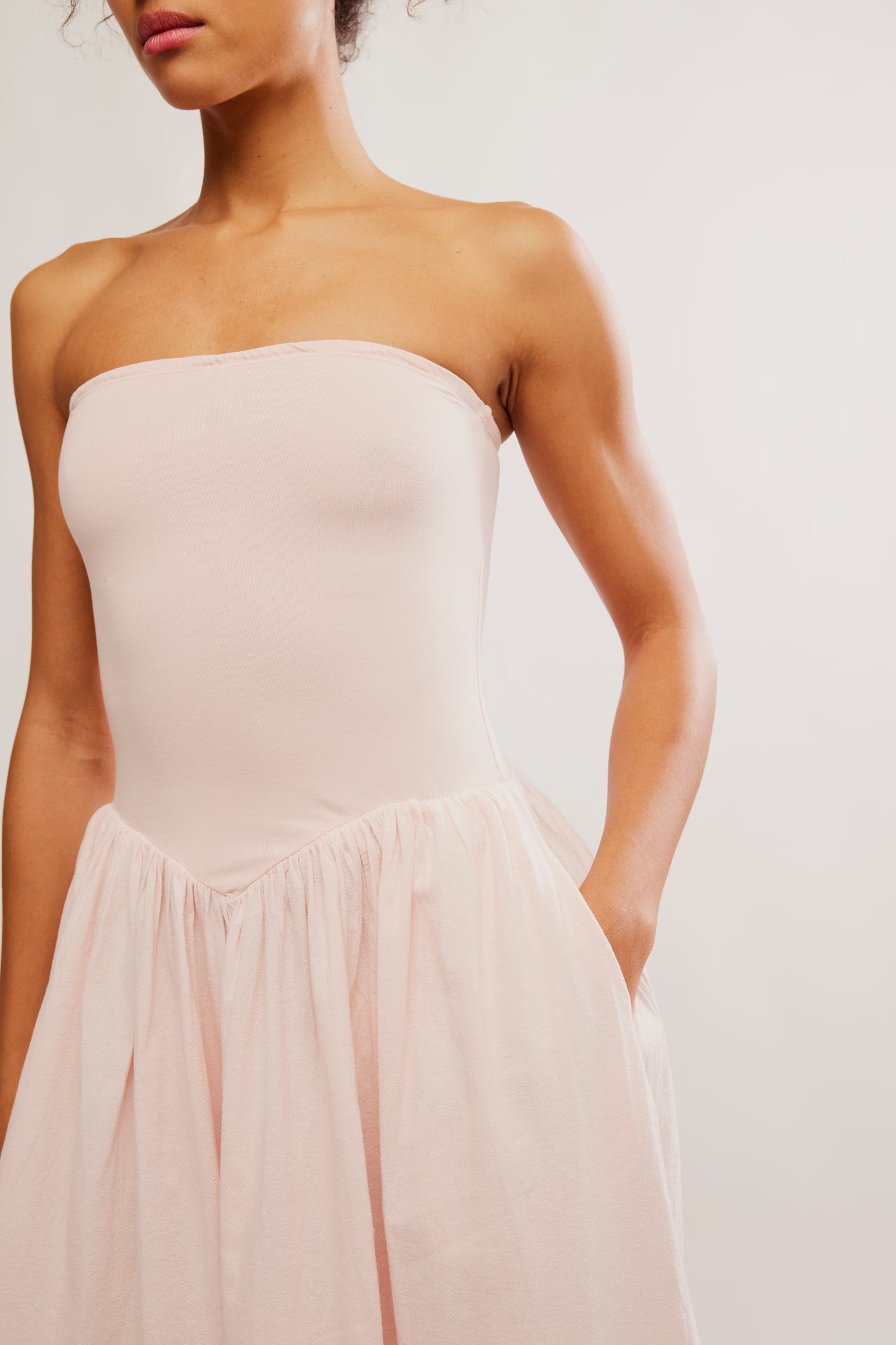 Free People Onda Drop-Waist Tube Midi/Pink Nectar