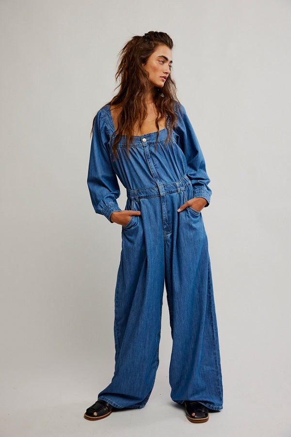 Free People Clara Denim Jumpsuit/Going Steady