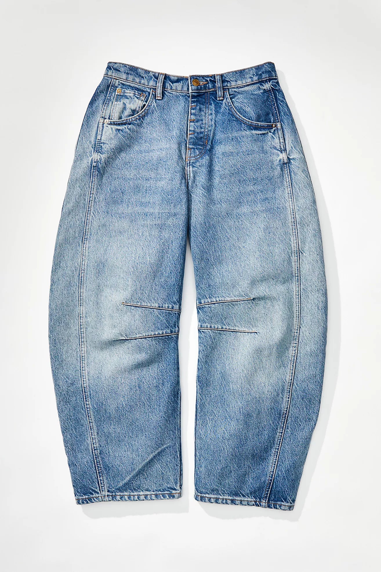 Free people We The Free Good Luck Mid-Rise Barrel Jeans/Ultra Light Beam