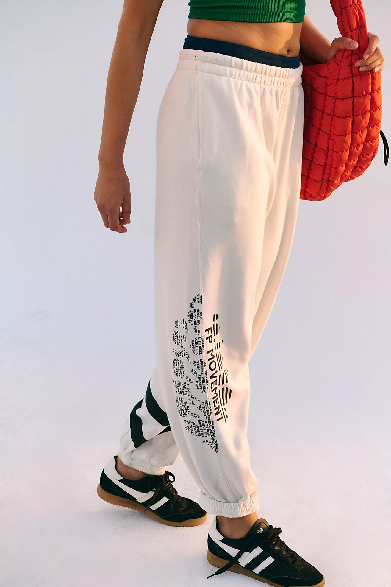 Free People All Star Logo Pants/Ivory / Black Combo