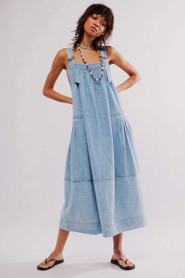 Free People Machu Barrel Midi Dress/Frost