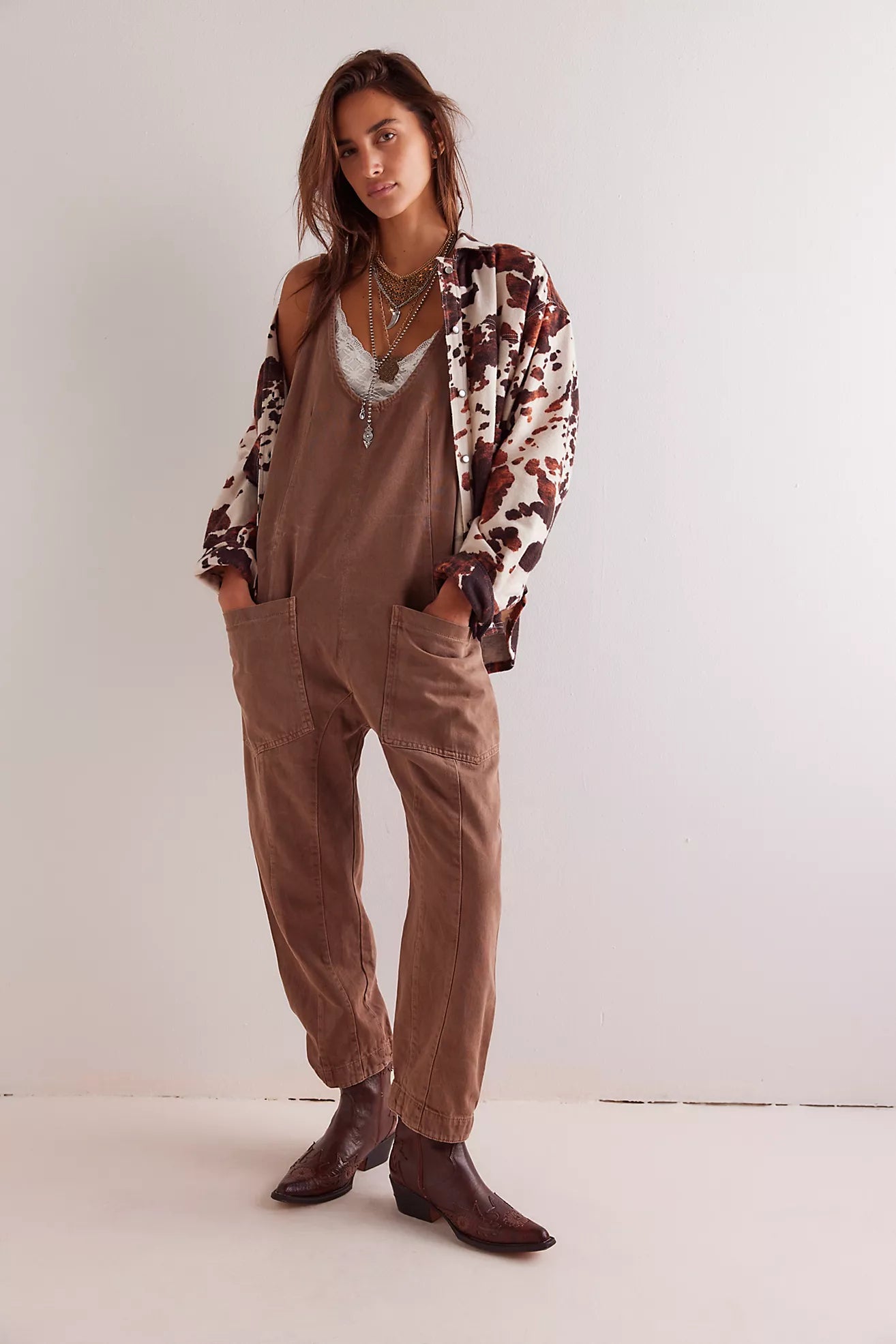 Free People High Roller Jumpsuit/Rare Stone