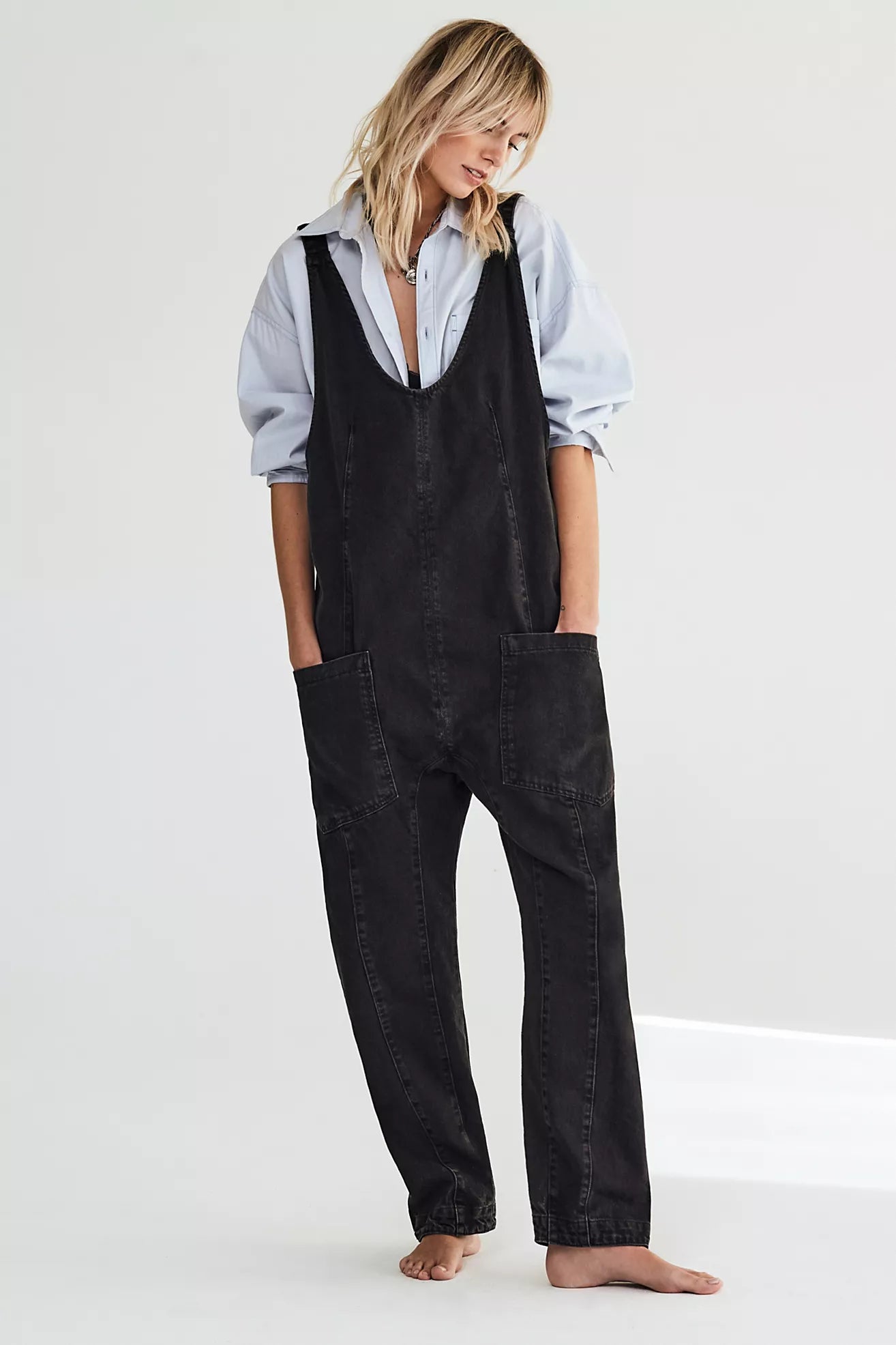 Free People High Roller Jumpsuit Mineral Black