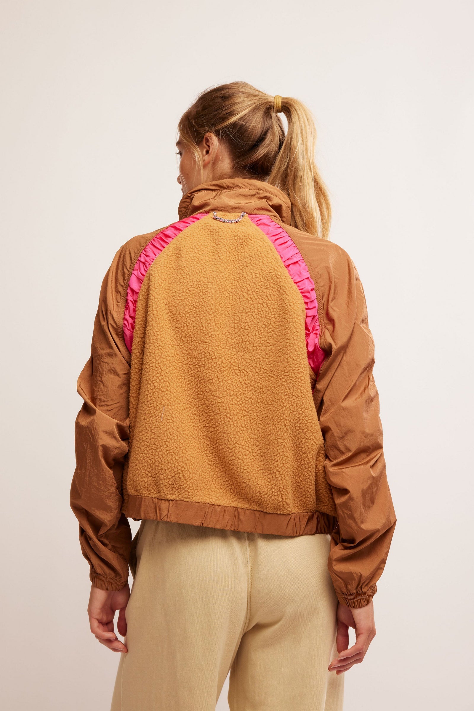 Free People Amelia Zip Up Fleece/ Camel Malibu