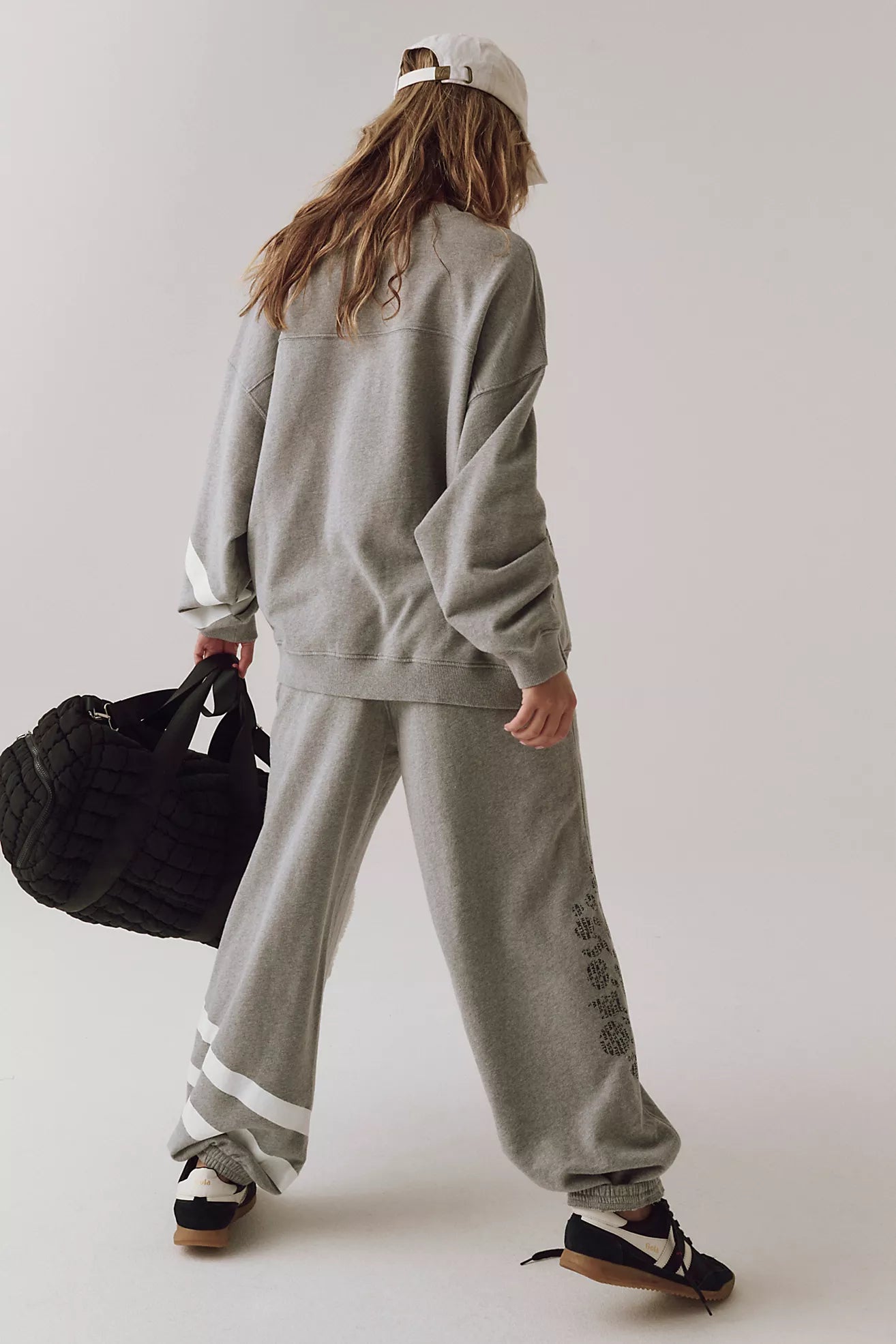 Free People All Star Buti Logo Pullover/Heather Grey / White Combo