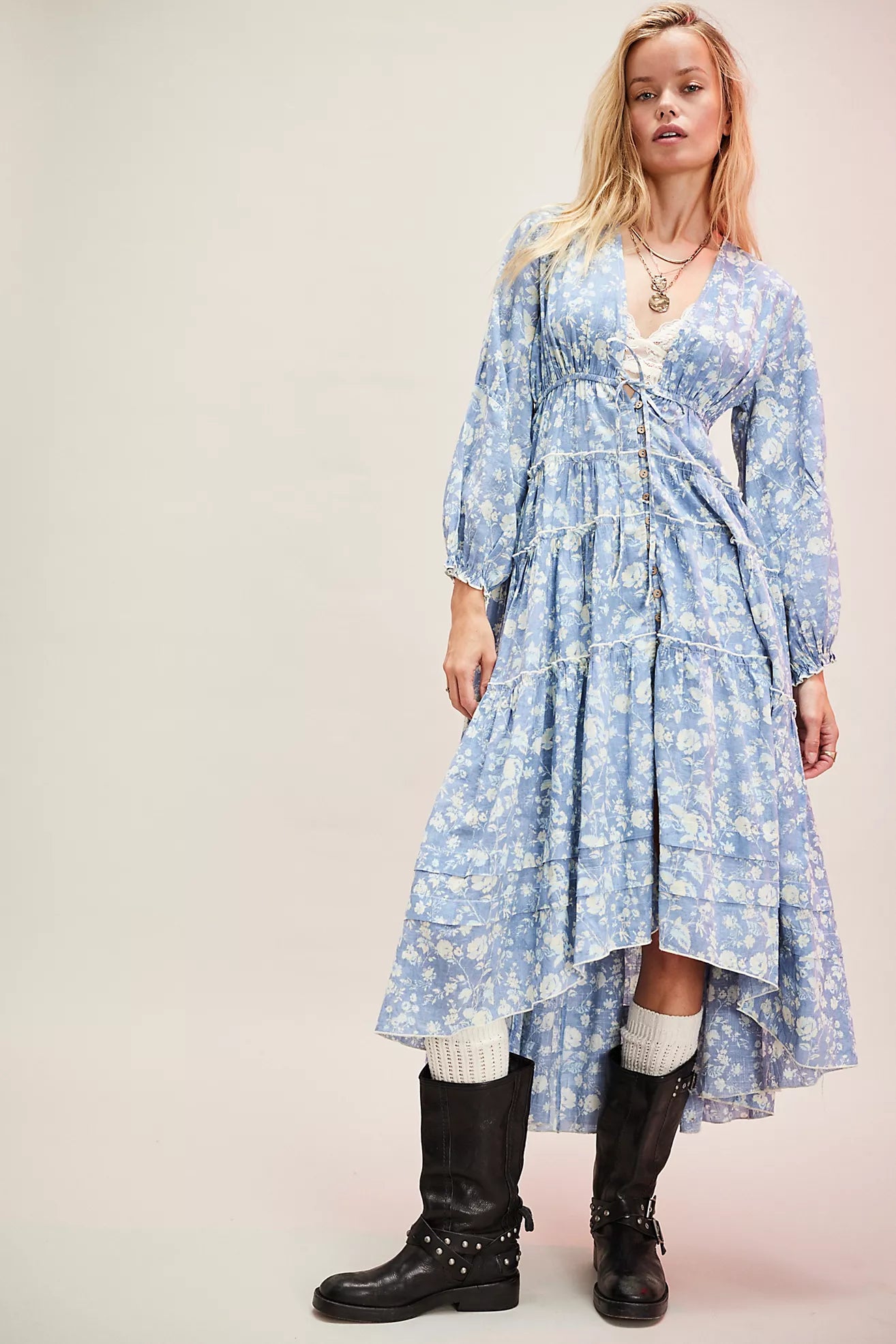 Free People Pappiet Midi Dress/Bluebell Combo | Cside Free People Pappiet Midi Dress/Bluebell Combo | Cside