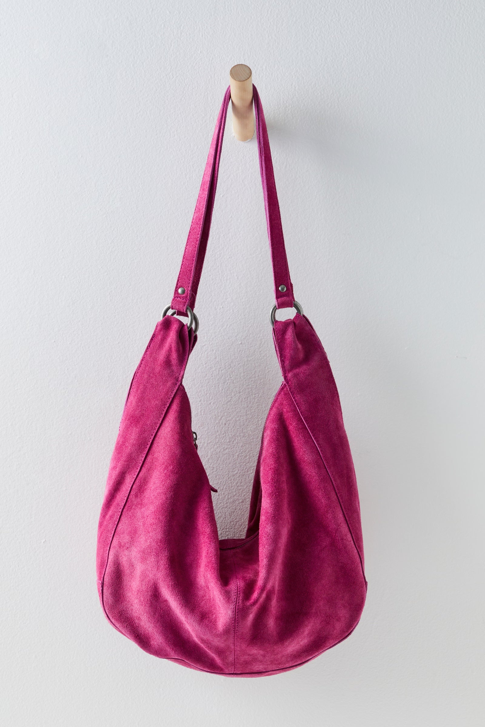 Free People Roma Suede Tote Purse/Fuchsia