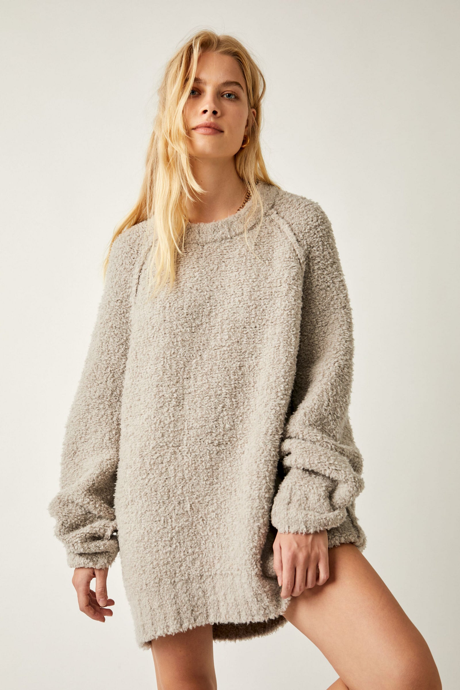 Free People Teddy Sweater Tunic/ Silver Clouds