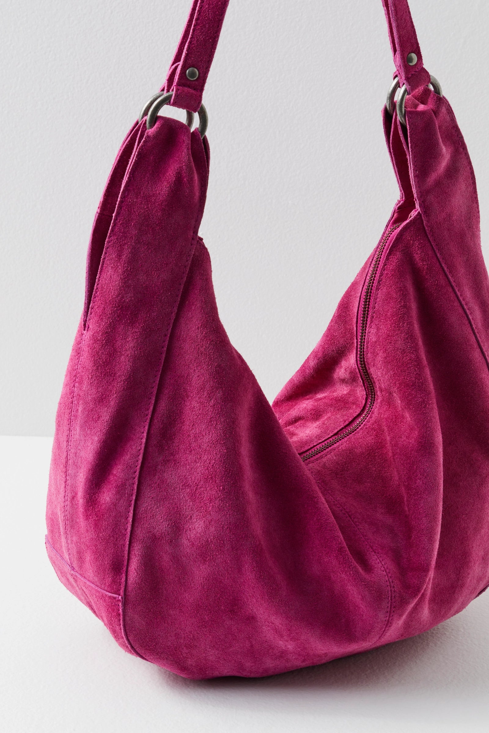 Free People Roma Suede Tote Purse/Fuchsia