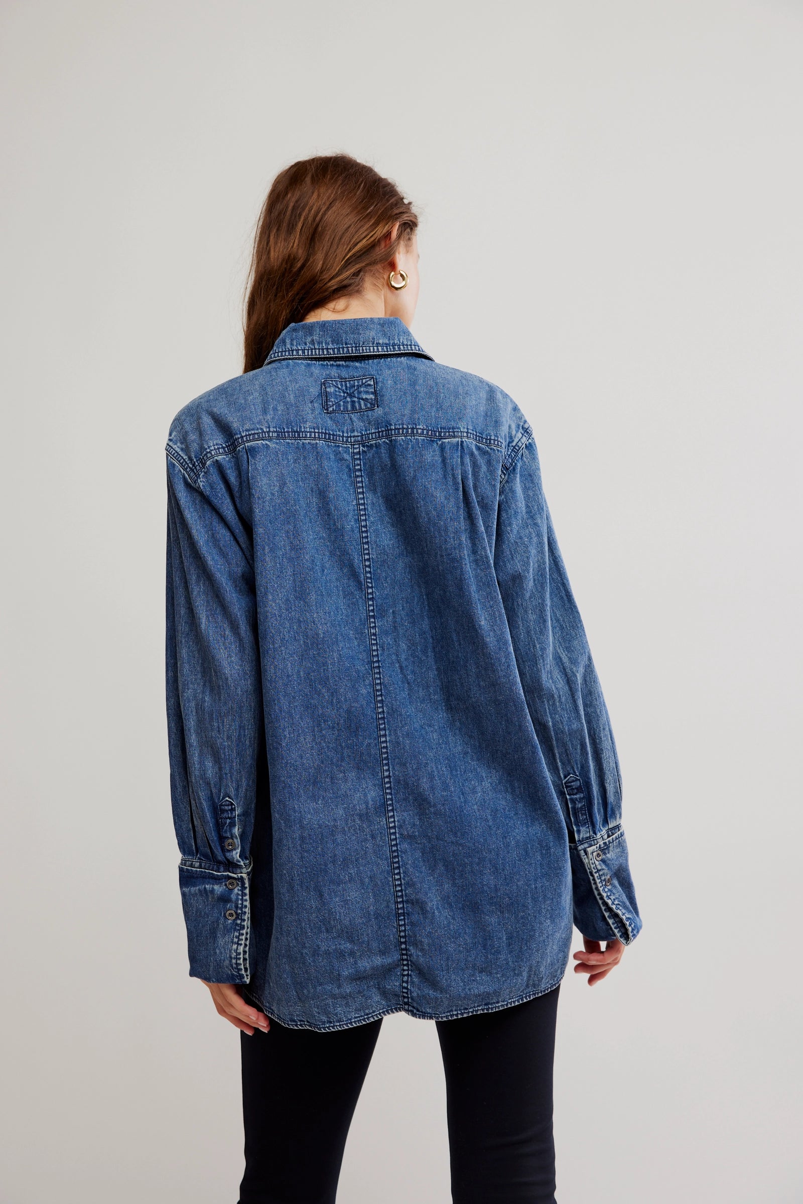 Free People After Hours Denim Top/ Montauk Wash