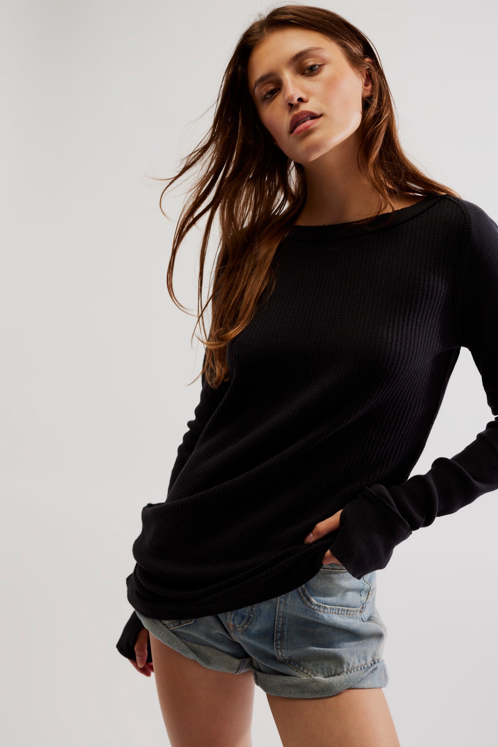 Free People Care FP Honey B Crew Neck/Black