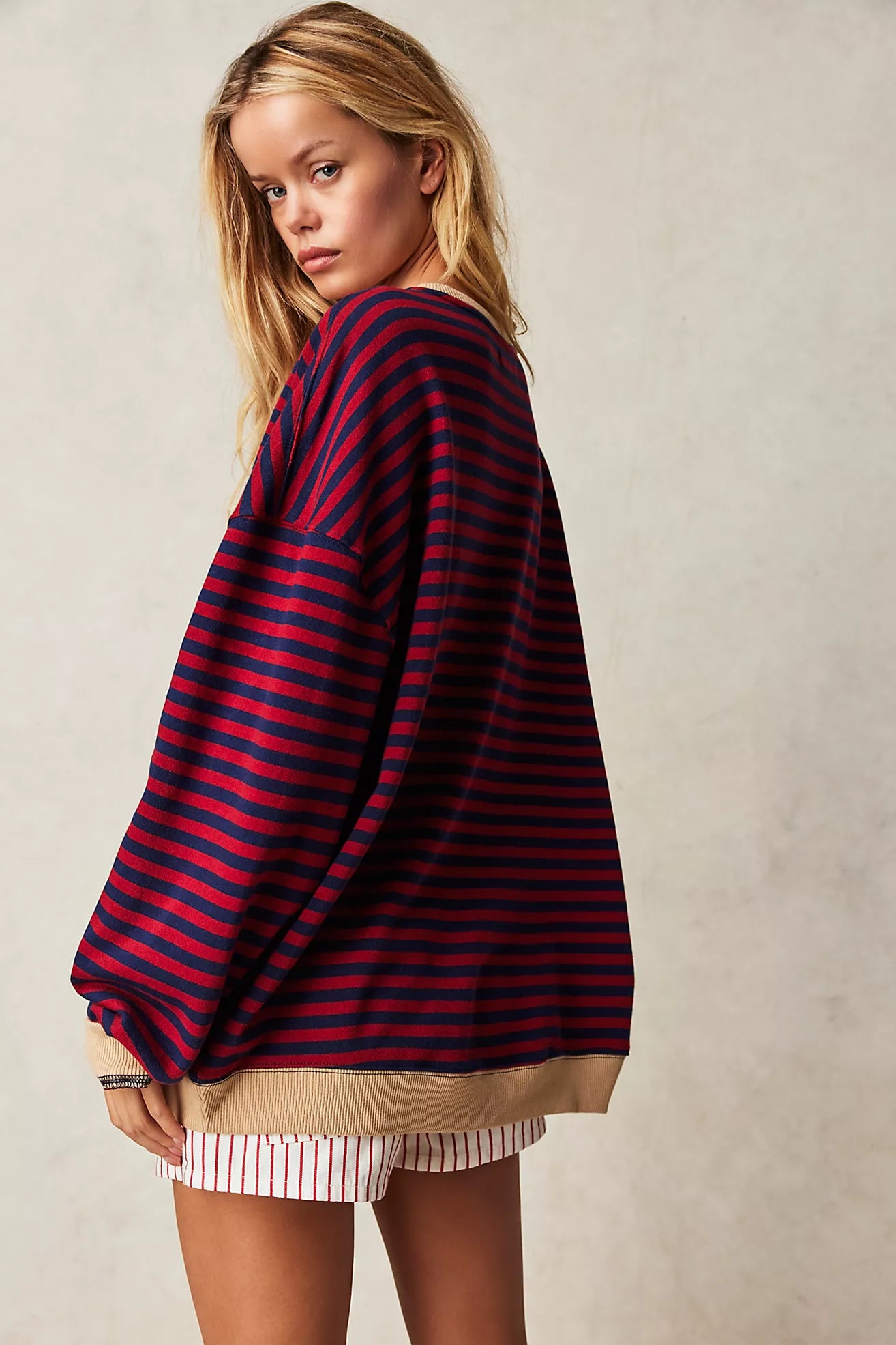 Free People Classic Striped Oversized Crewneck