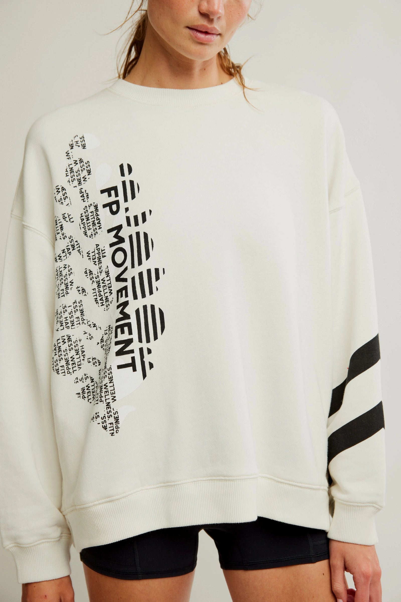 Free People All Star Buti Logo Pullover/Ivory / Black Combo