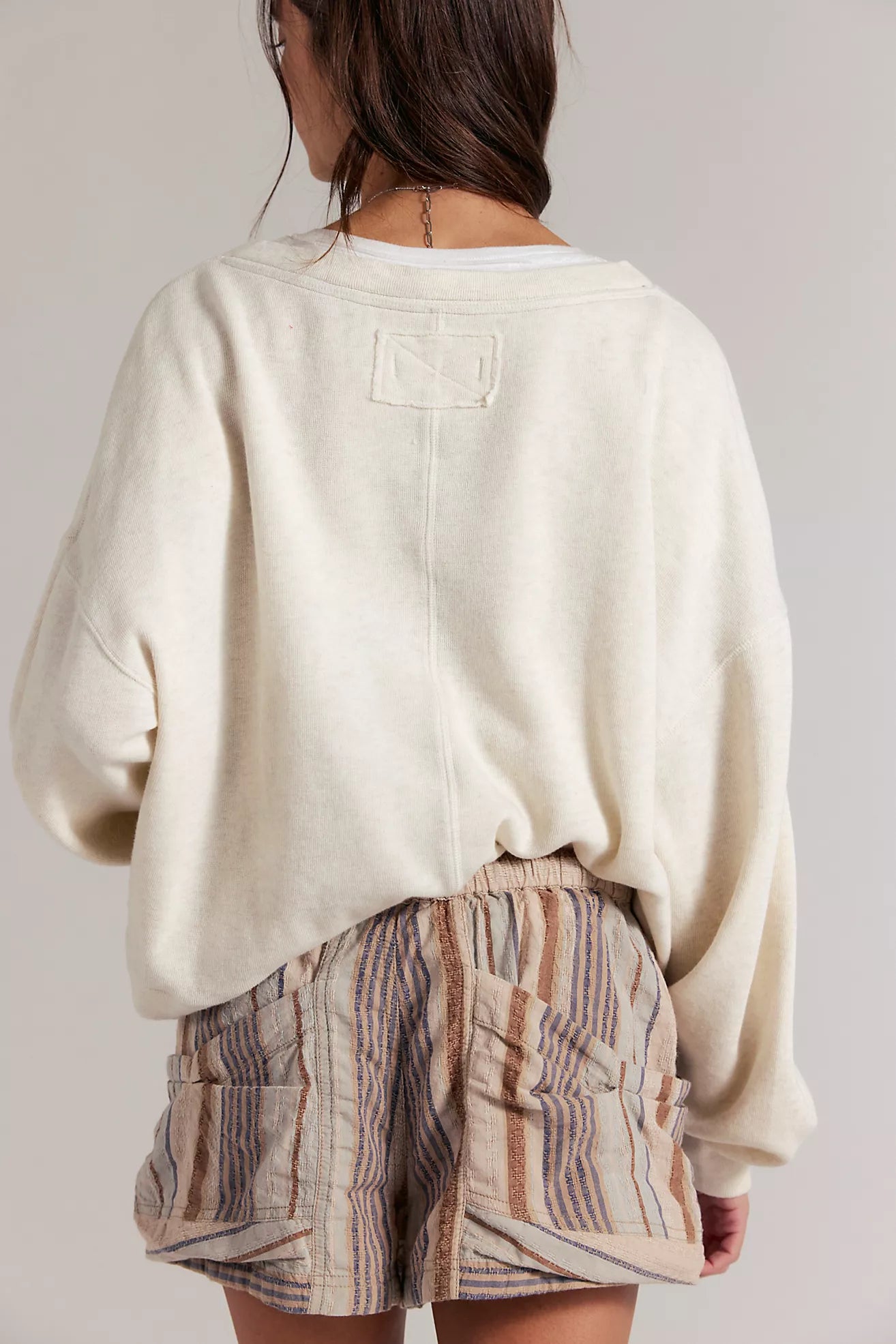 Free People Good Fortune Stripe Shorts/Washed Blue Combo