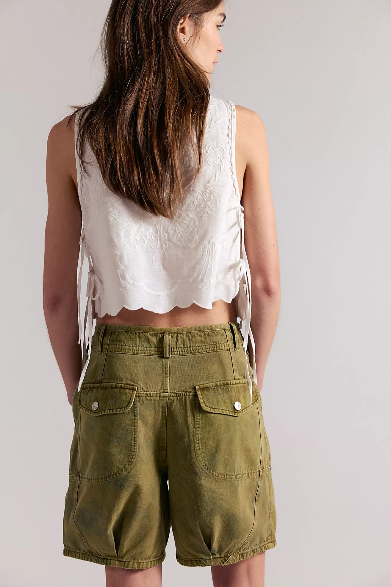 Free People Wild Rebel Barrel Shorts/Outlaw Taupe