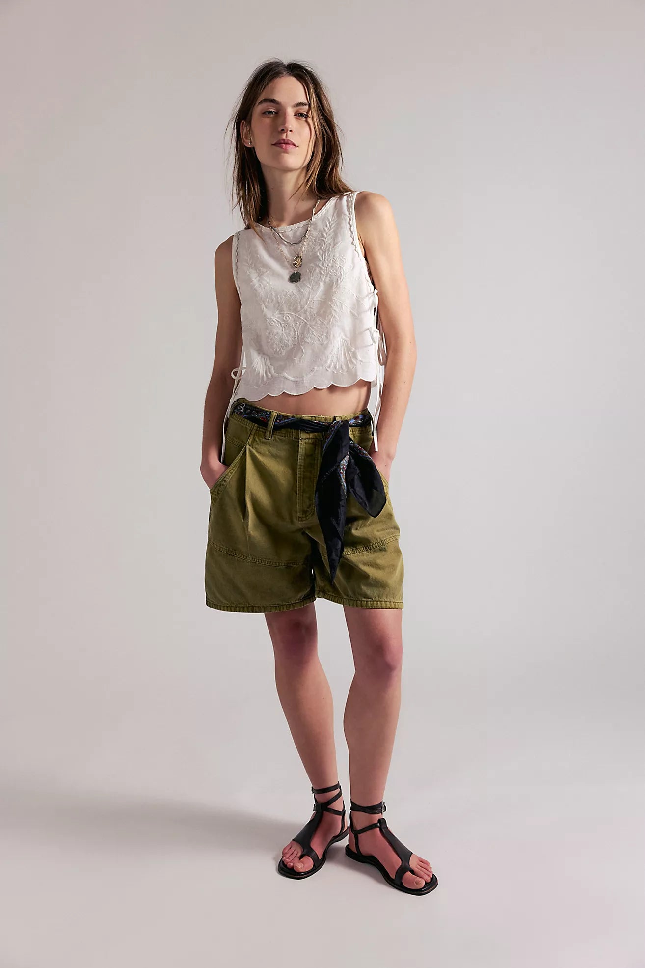 Free People Wild Rebel Barrel Shorts/Outlaw Taupe