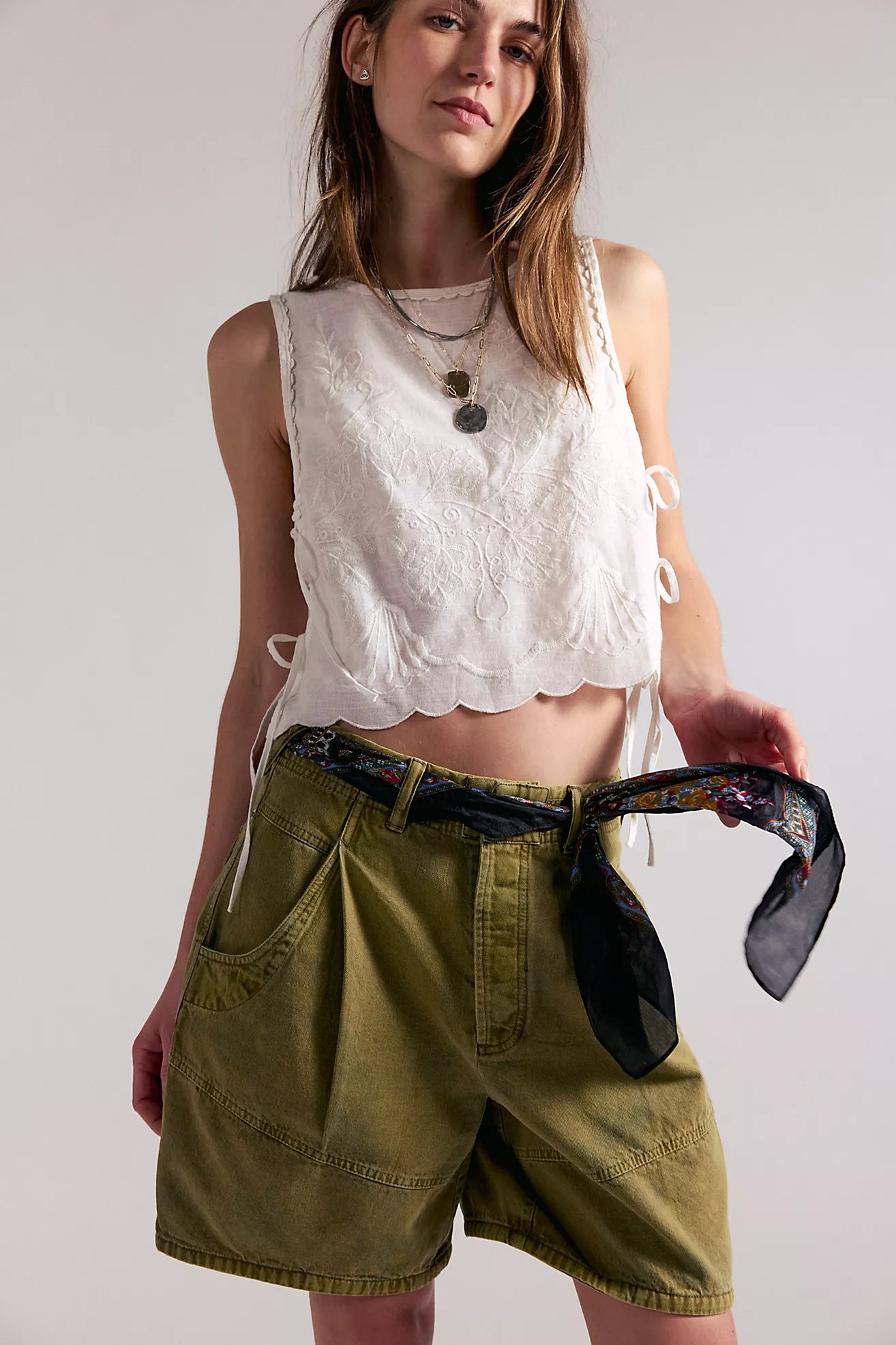 Free People Wild Rebel Barrel Shorts/Outlaw Taupe