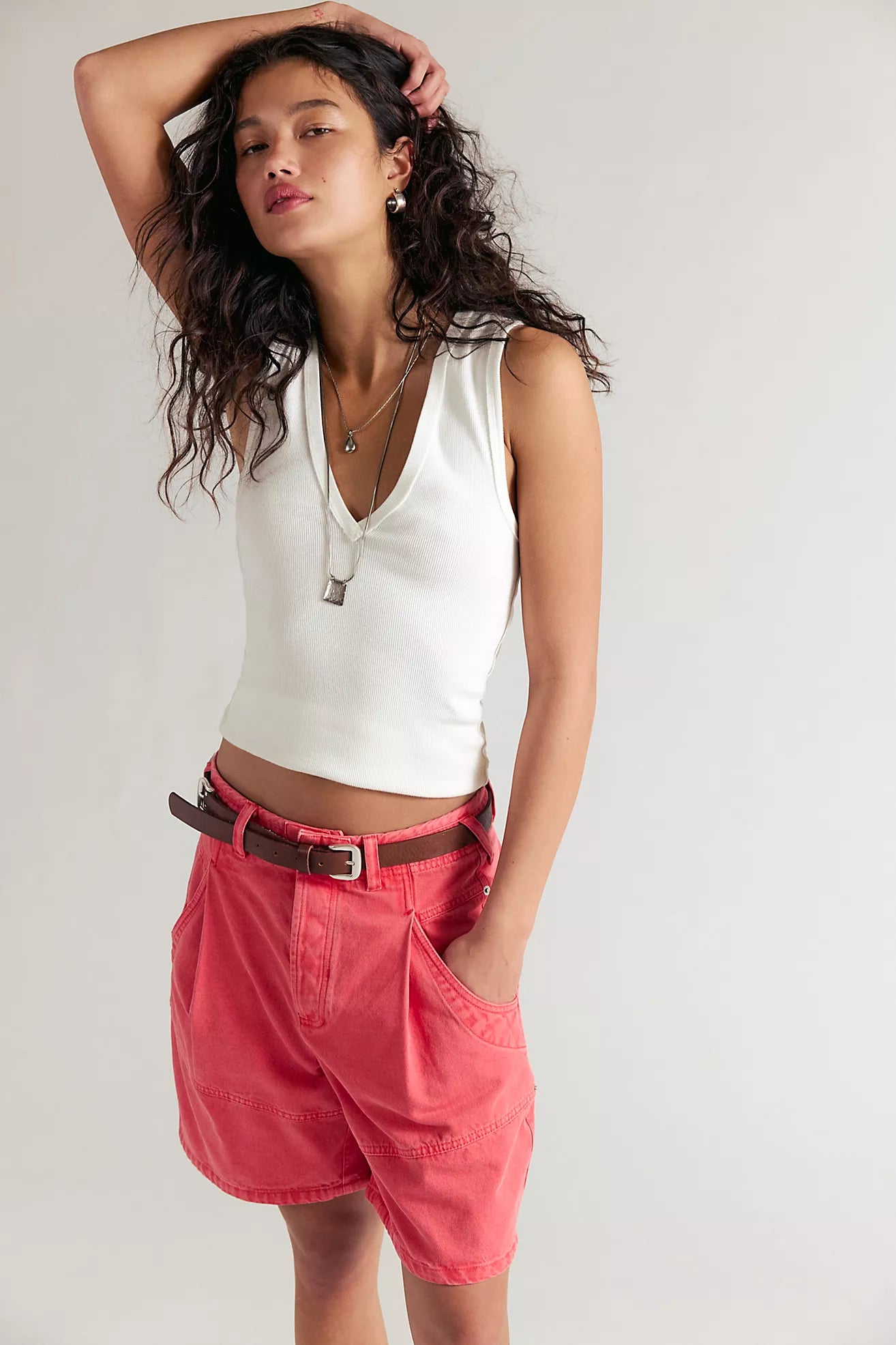 Free People Wild Rebel Barrel Shorts/Tart Berry