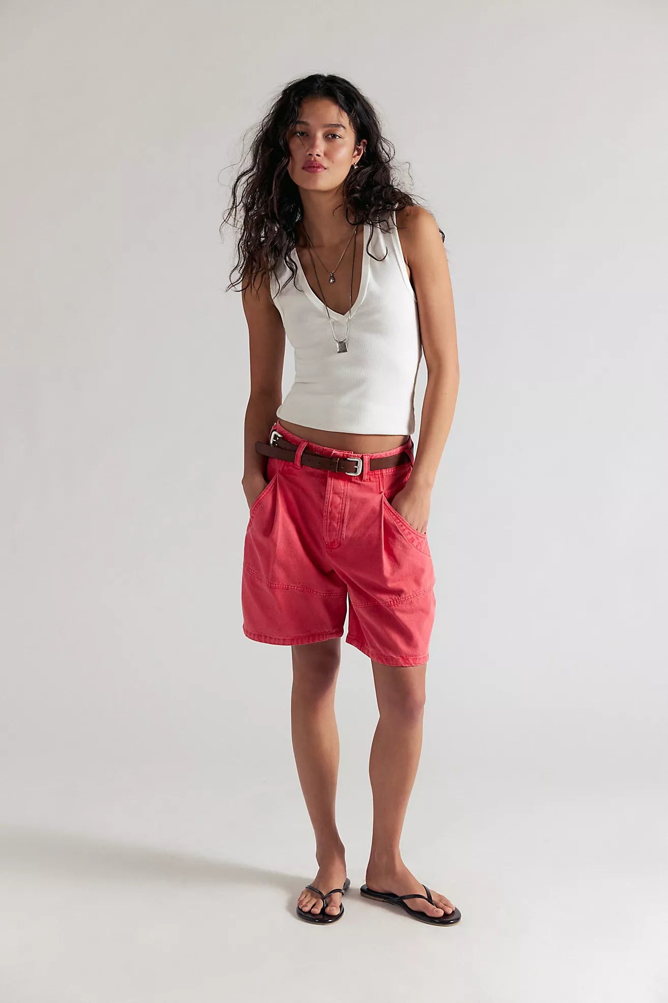 Free People Wild Rebel Barrel Shorts/Tart Berry