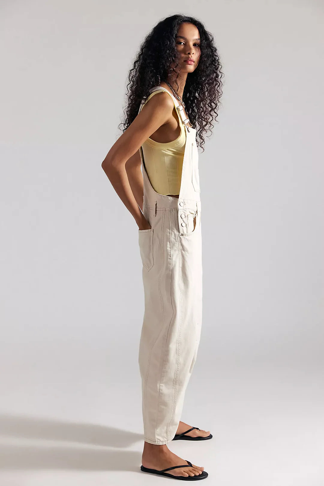 Free People We The Free Good Luck Barrel Overalls/Milk