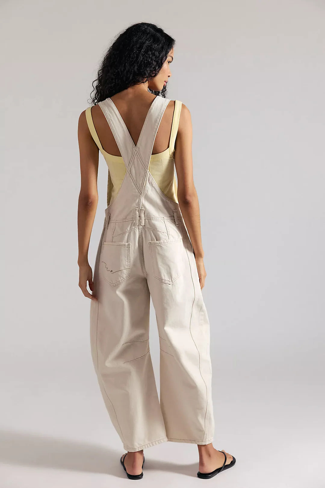 Free People We The Free Good Luck Barrel Overalls/Milk
