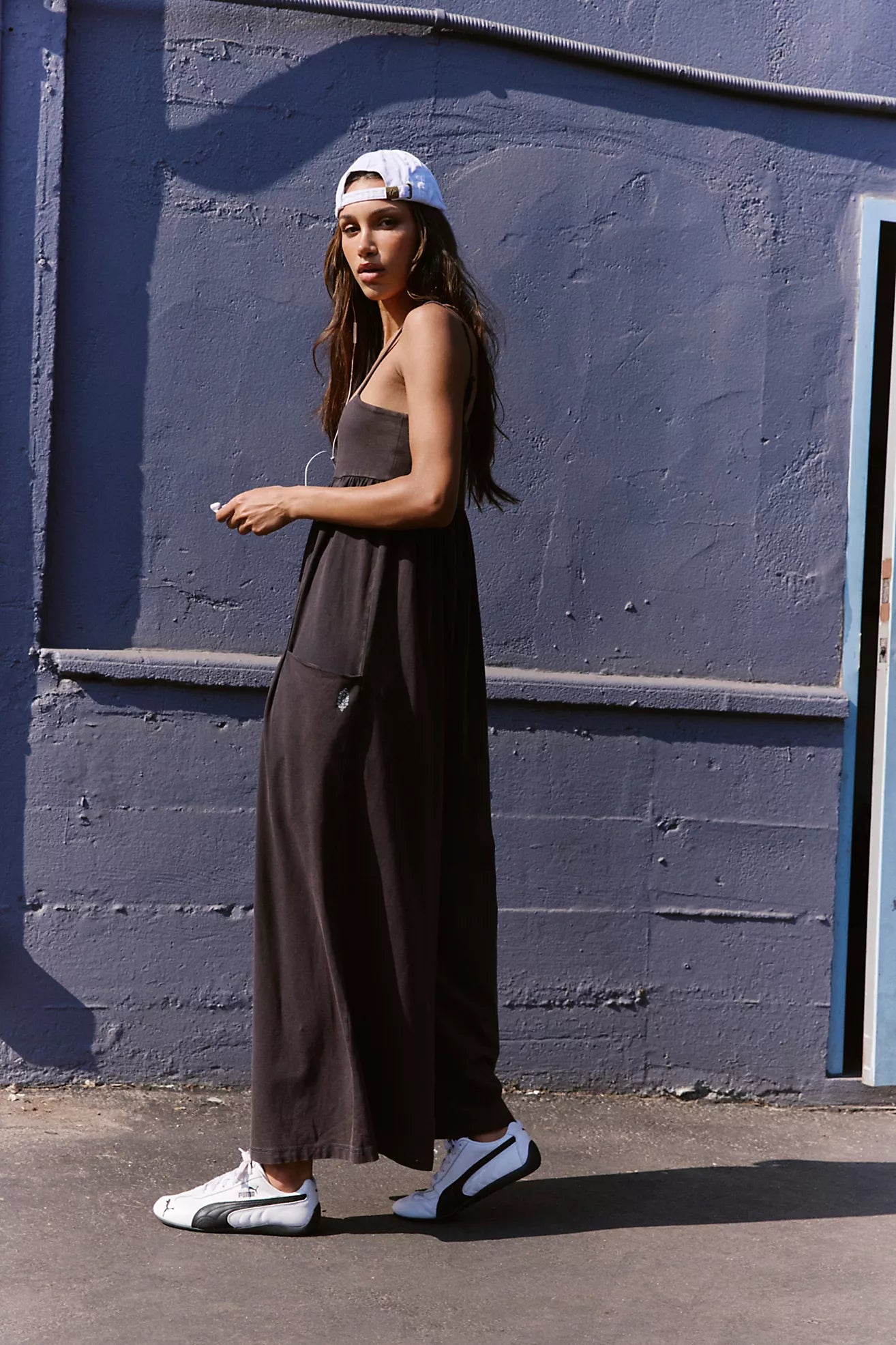 Free People Hot Shot Strappy Onesie/Black