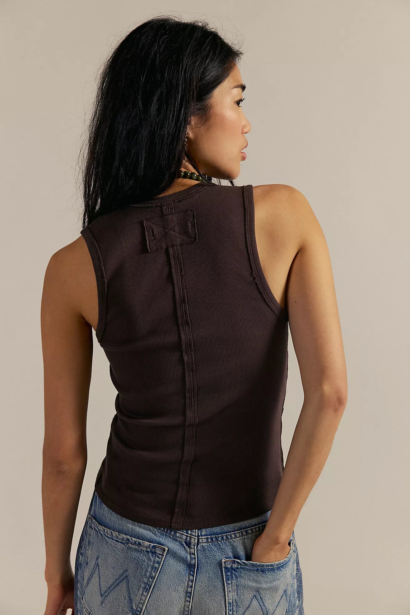 Free People We The Free Neria V-Neck Tank Top /Double Espresso