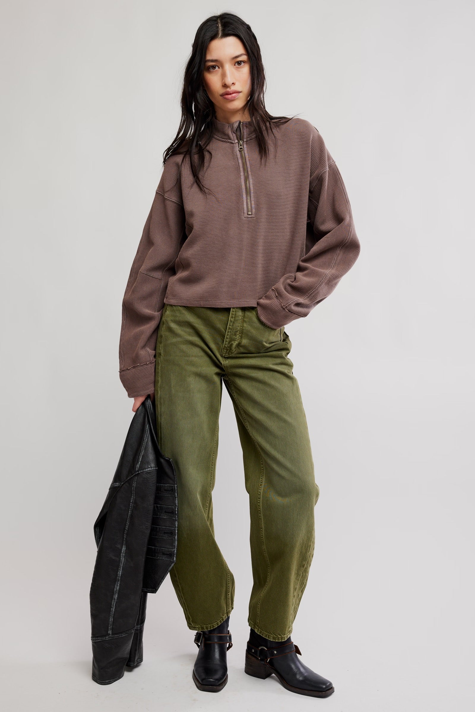 Free People  The Free Celeste Quarter Zip/Mochachinno