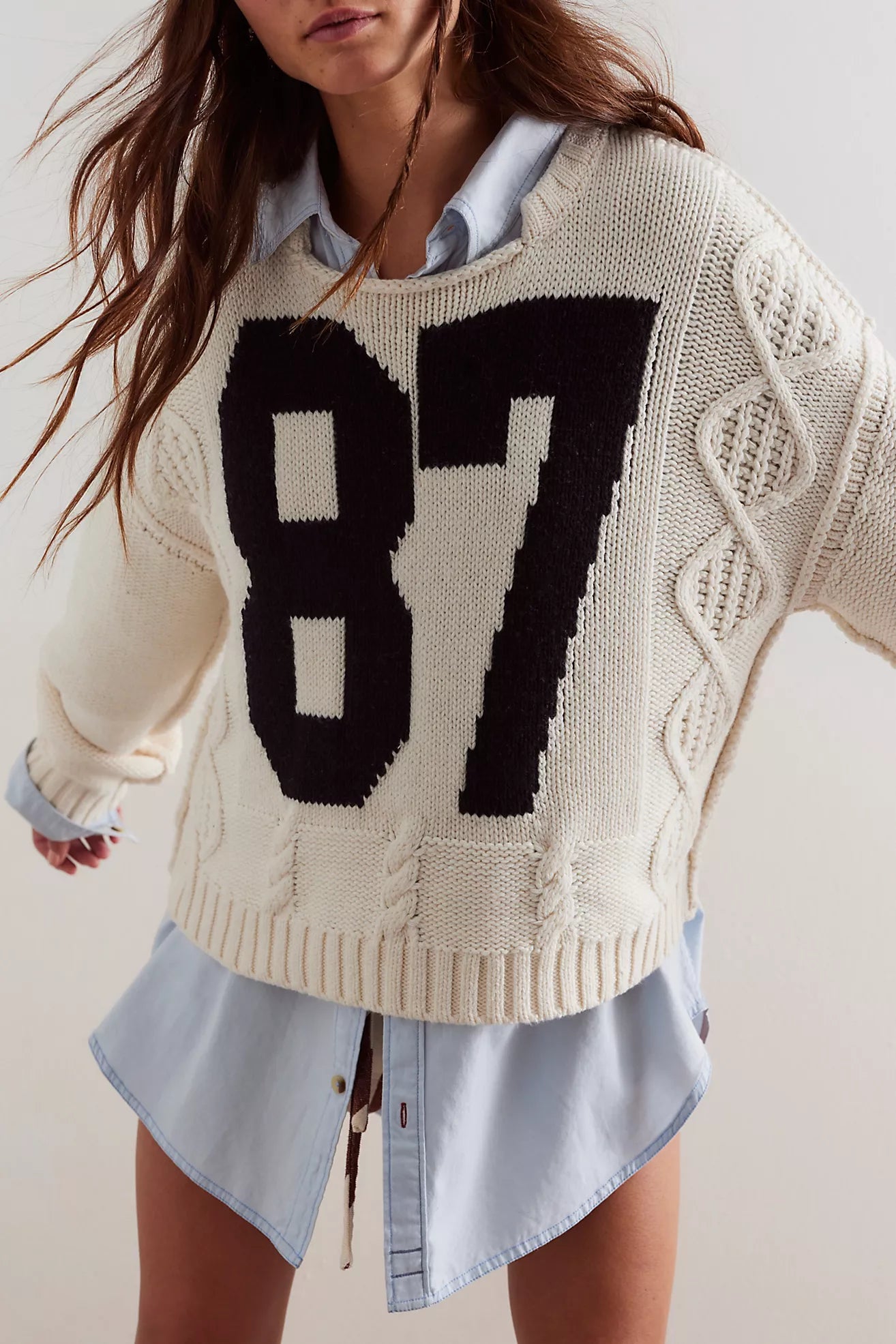 Free People We The Free 87 Pullover/White Combo