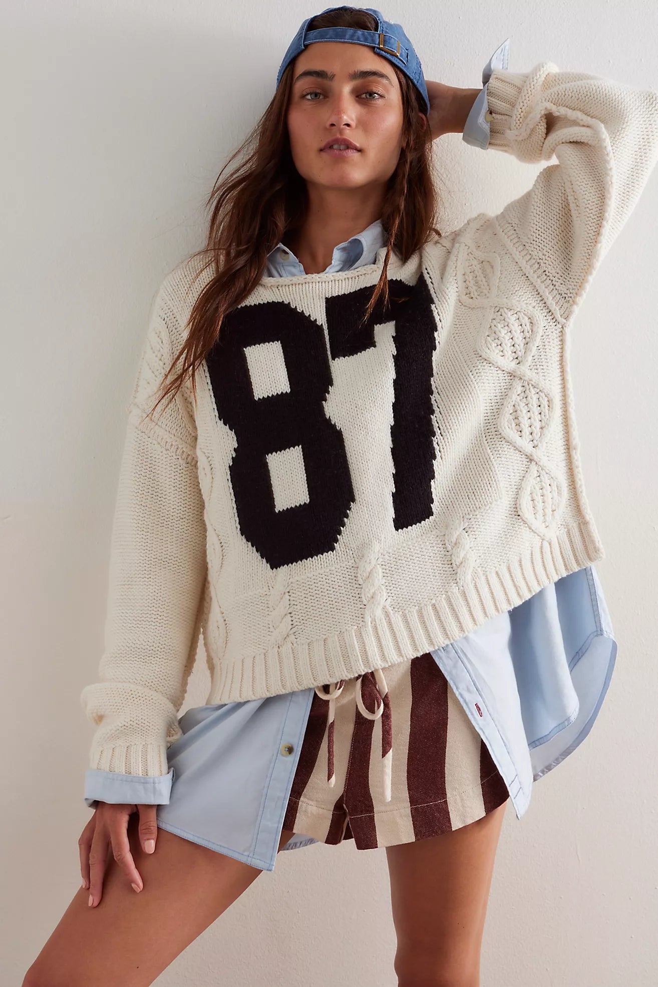 Free People We The Free 87 Pullover/White Combo