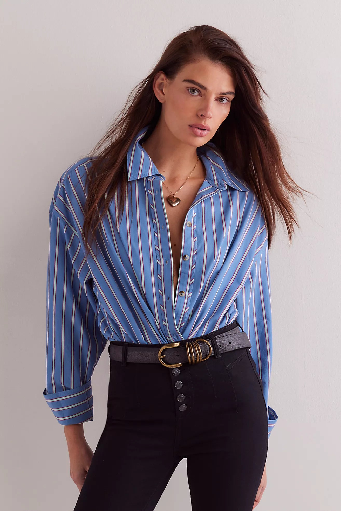 Free People We The Free Striped Varsity Vibes Shirt/