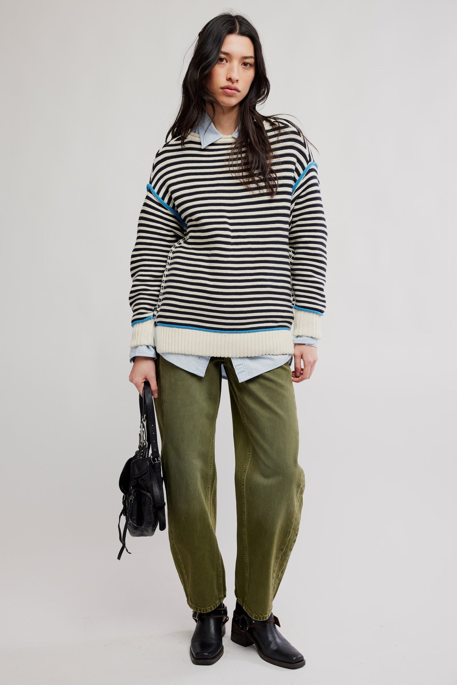 Free People We The Free Asher Pullover/Charcoal Combo