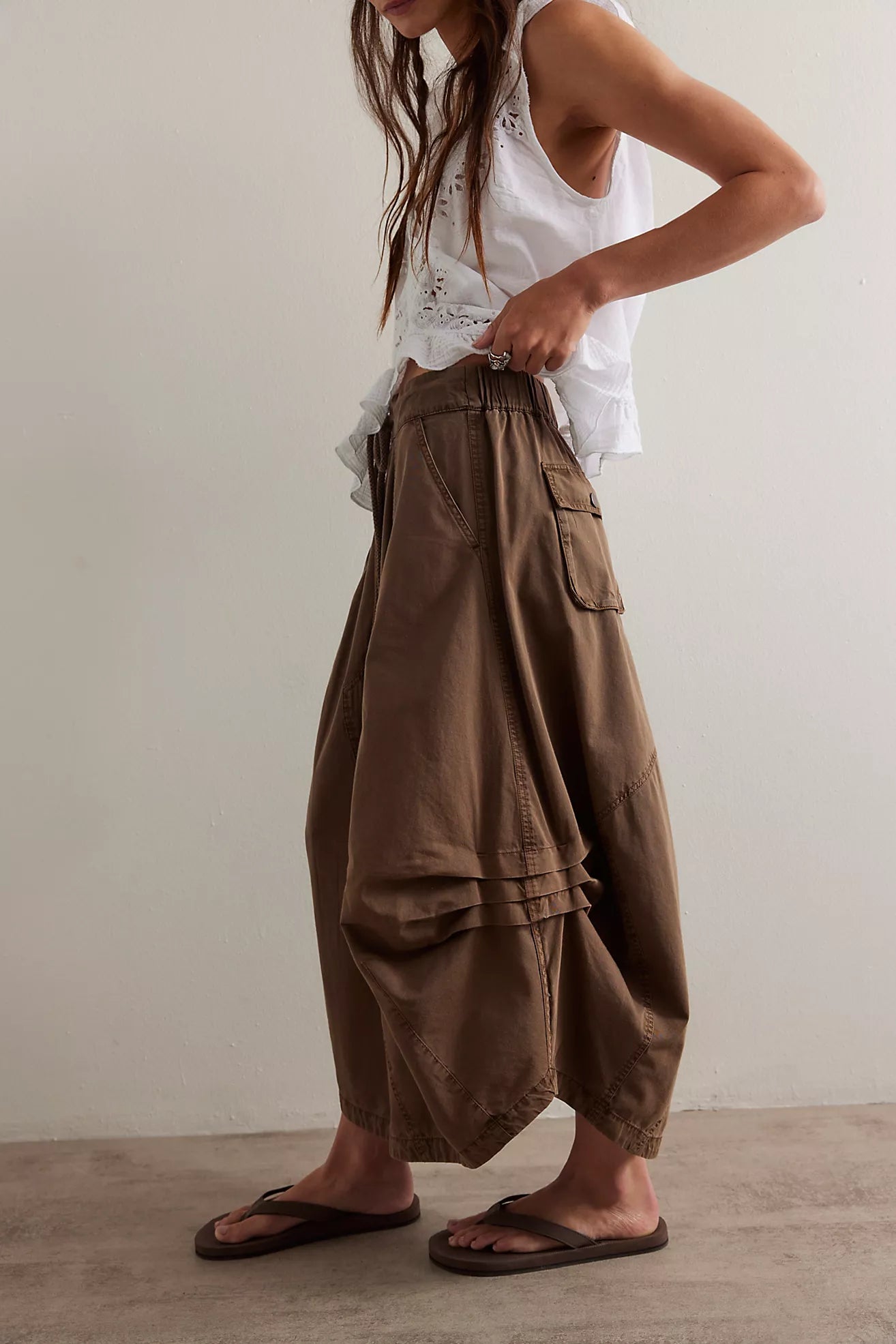 Free People Willow Poplin Midi Skirt/Chocolate