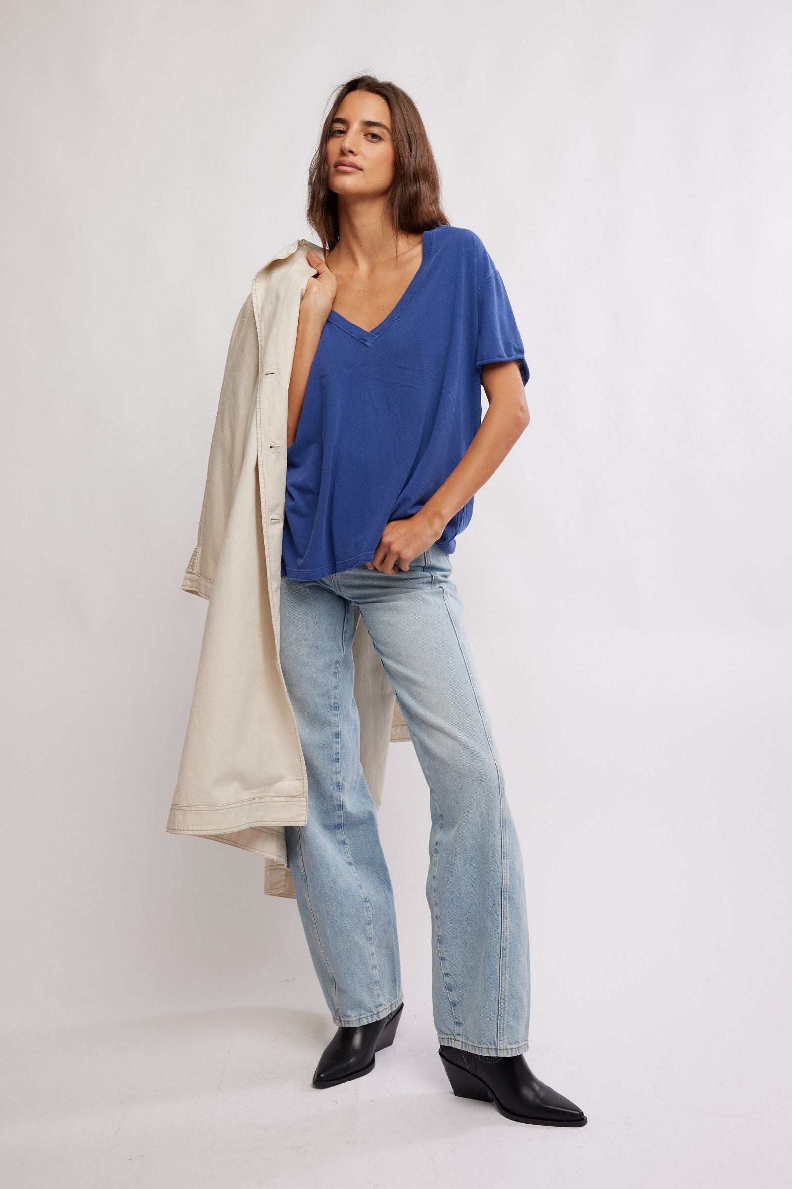 Free People We The Free Nina V-Neck Tee/Indigo Pura