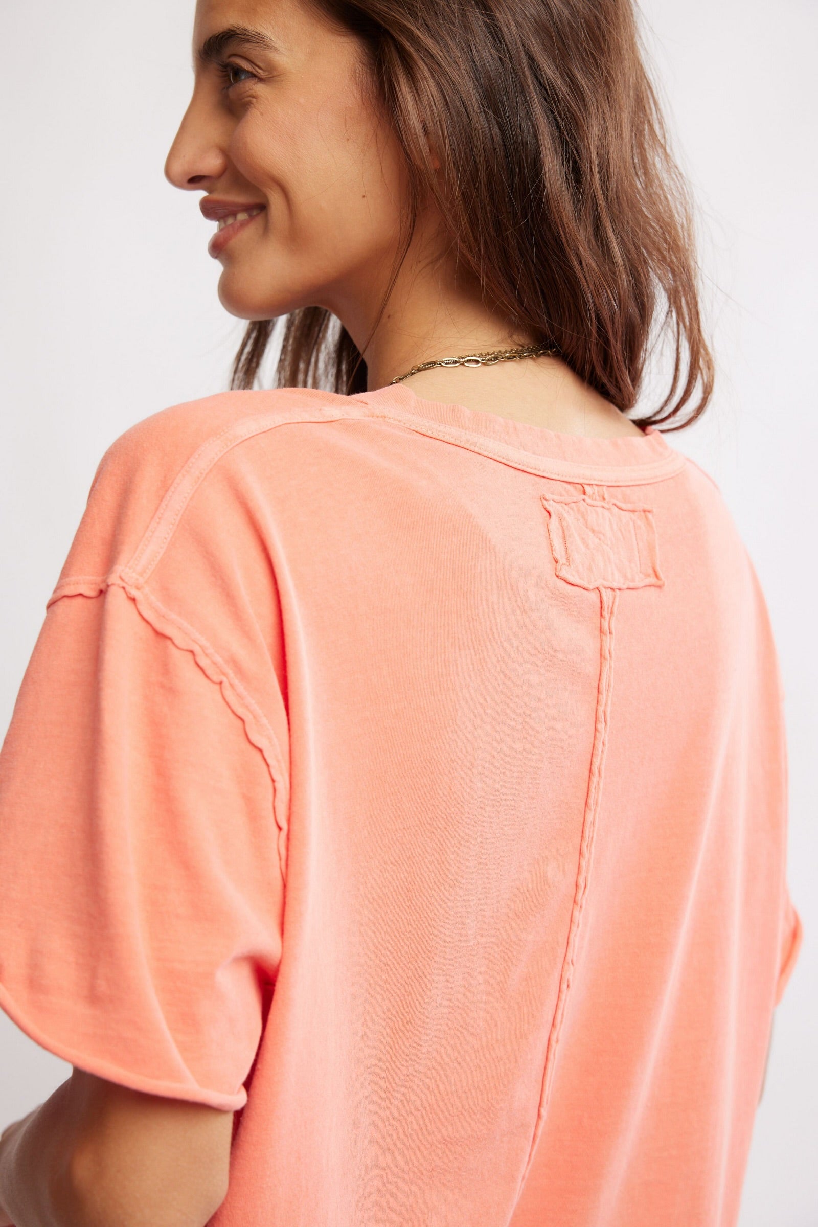 Free People We The Free Nina V-Neck Tee/Thriving Coral