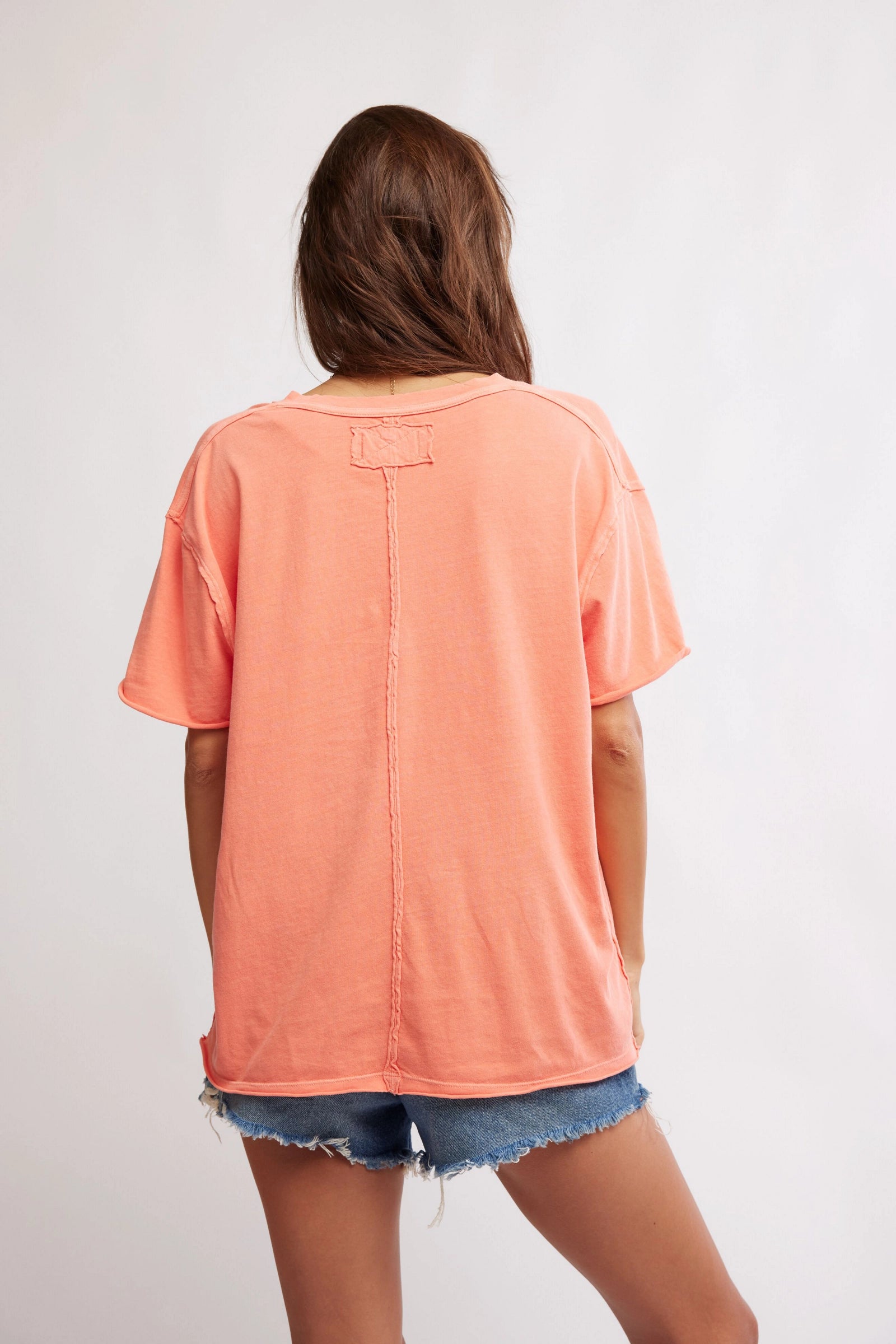 Free People We The Free Nina V-Neck Tee/Thriving Coral