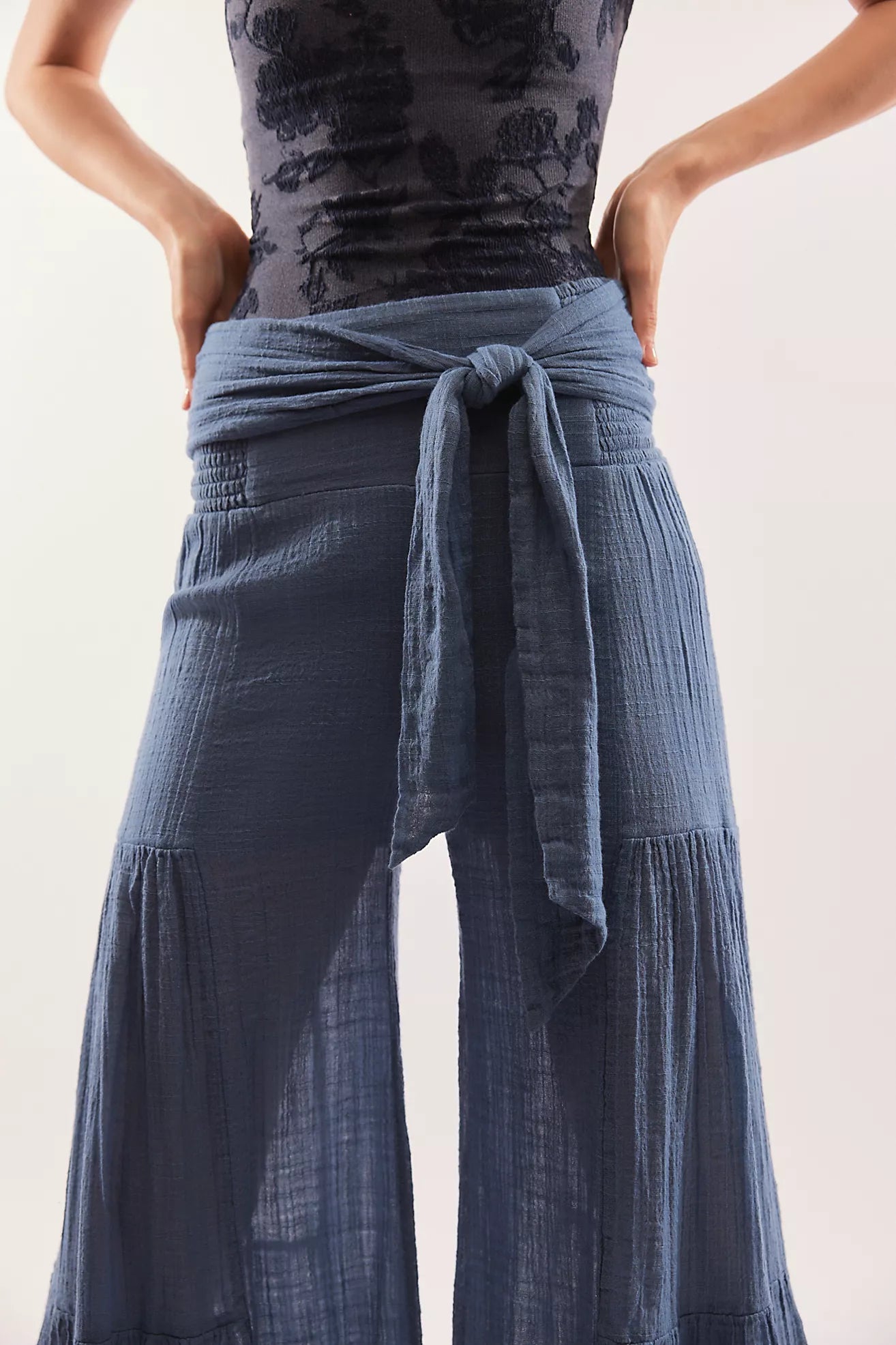 Free People FP One Good Day Wide-Leg Pants/Chambray