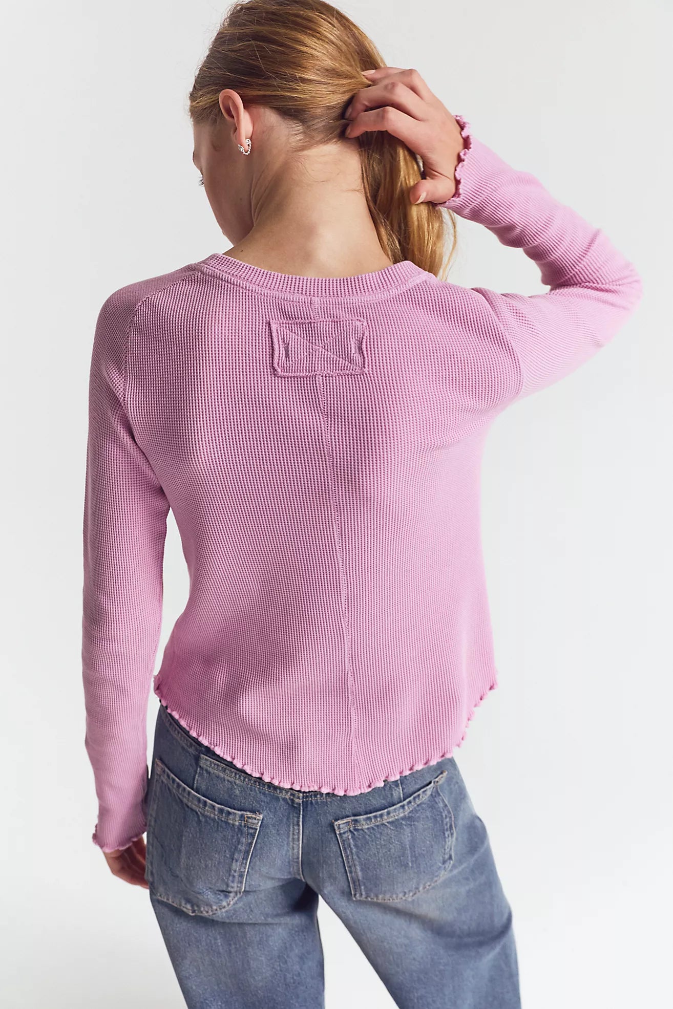 Free People We The Free Easy Does It Long Sleeve Tee /Hummingbird Pink